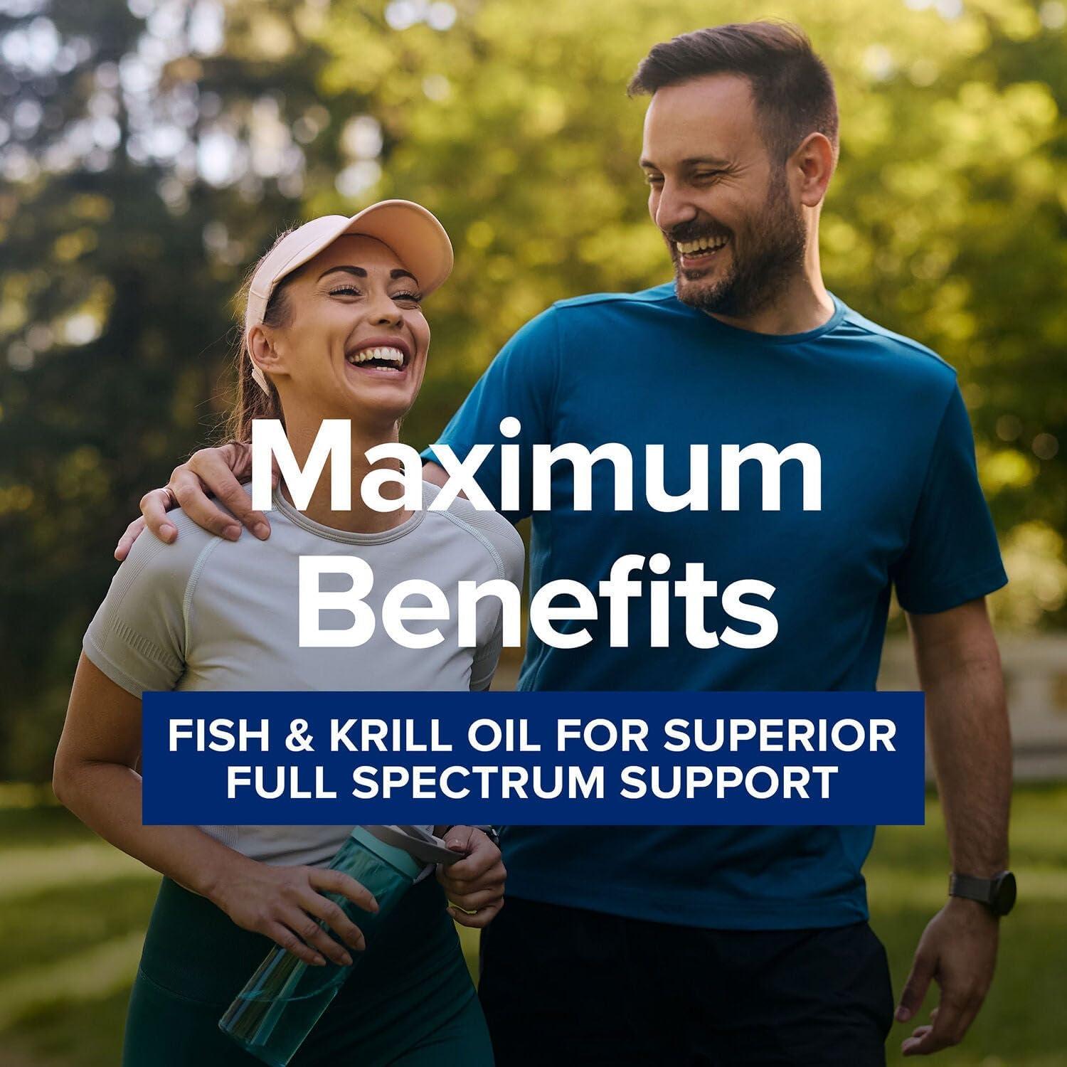 imageGNC Triple Strength Fish Oil Plus Krill Oil Omega 3 Supplement 1000mg EPA and DHA Supports Heart Brain Skin Eye and Joint Health 60 Softgels