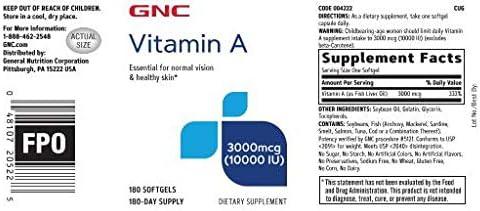imageGNC Vitamin A 3000mcg Supplement Supports Normal Vision and Healthy Skin 180 Servings180 Count Pack of 1