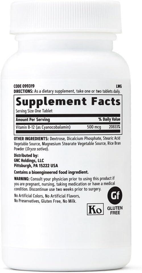 imageGNC Vitamin B12 500mcg Supports Energy Production 100 Tablets
