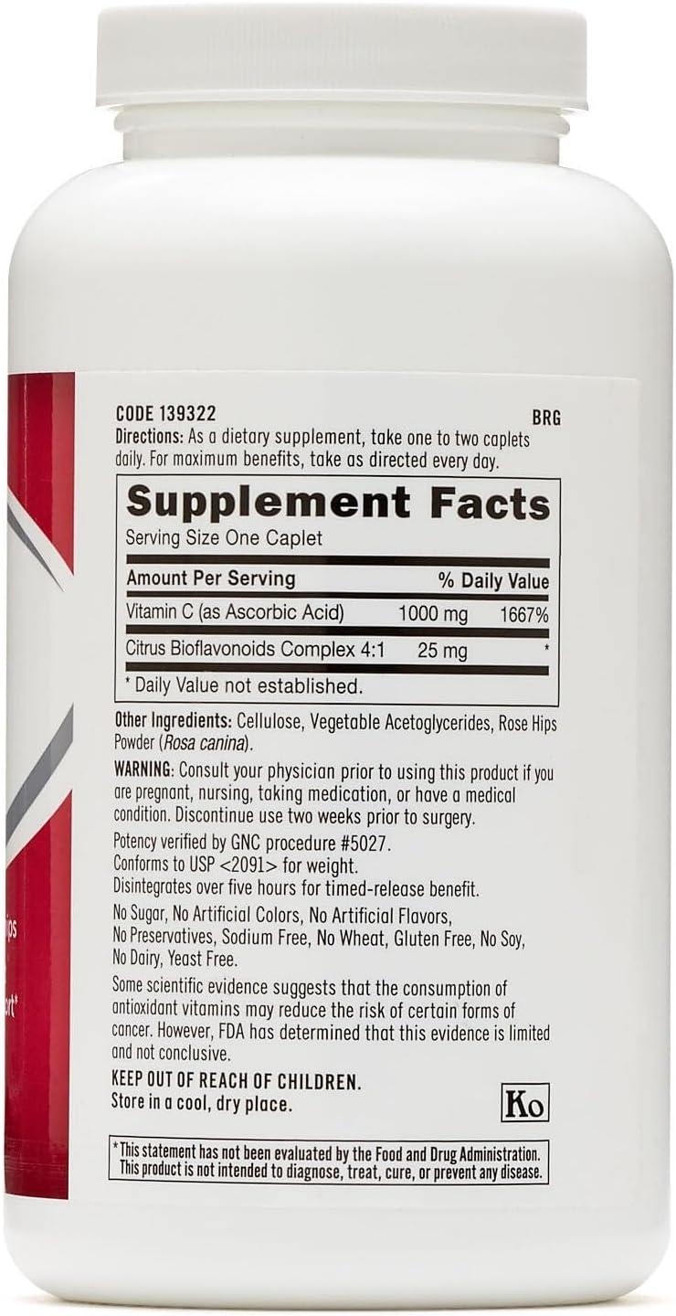 imageGNC Vitamin C 1000 with Bioflavonoids and Rose Hips Timed Release 180 Tablets180 Count Pack of 1