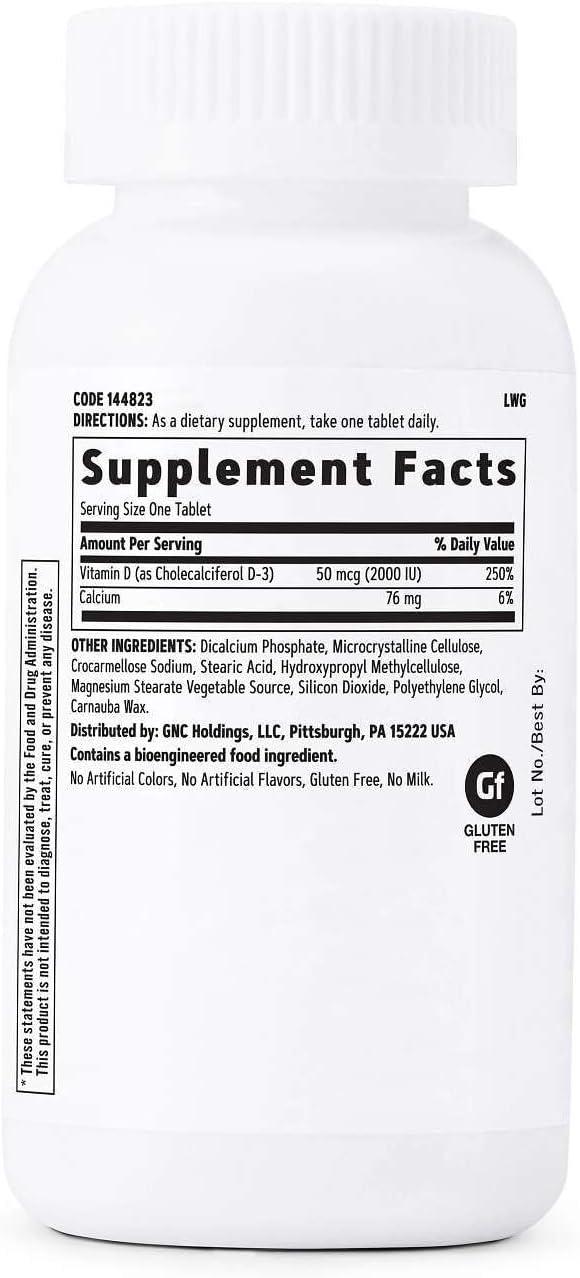 imageGNC Vitamin D3 50mcg Supplement 2000 IU Supports Teeth and Bone Health180 Servings180 Count Pack of 1