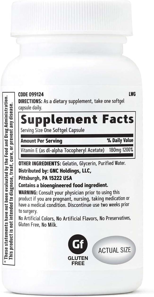 imageGNC Vitamin E 200mg Supplement Supports a Healthy Cardiovascular System 100 ServingsUnflavored