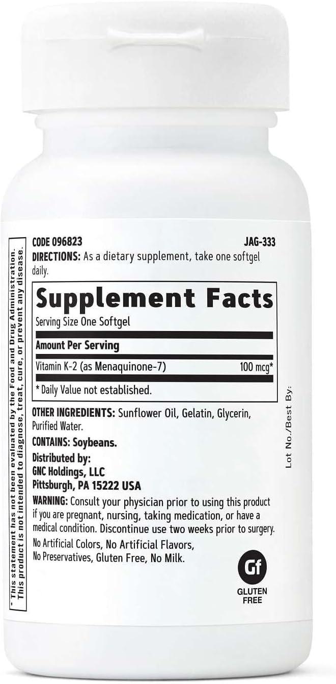 imageGNC Vitamin K2 100mcg Supports BoneBuilding Process 60 Softgels