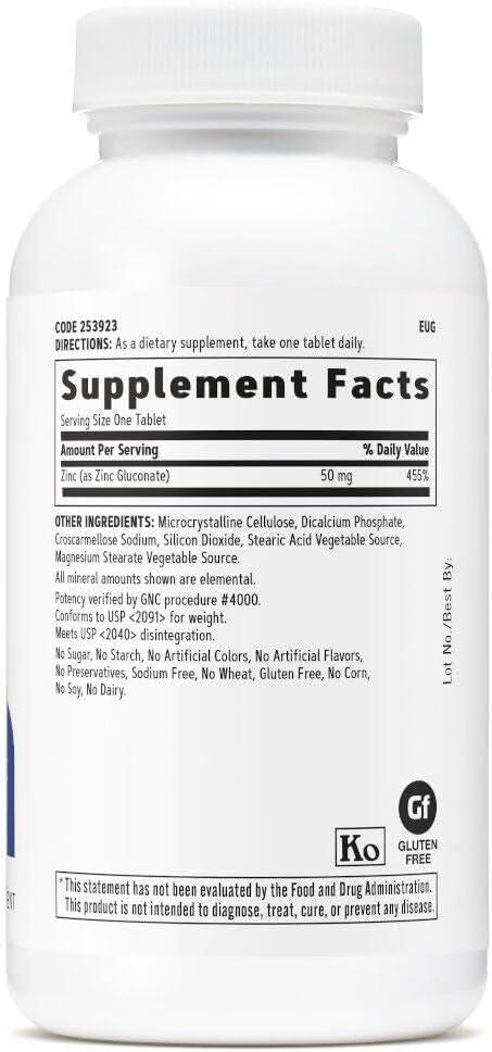 imageGNC Zinc 50mg Supplement Supports Immune Function 250 Servings