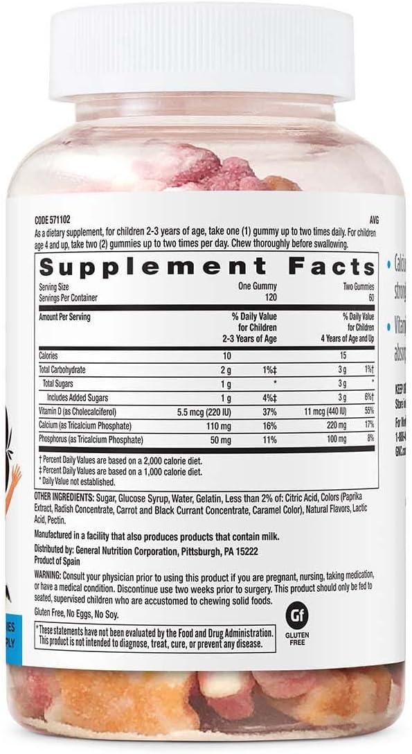 imageGNC milestones Kids Gummy Calcium Includes Calcium and Phosphorus to Help Build Strong Bones and Teeth 120 Gummies