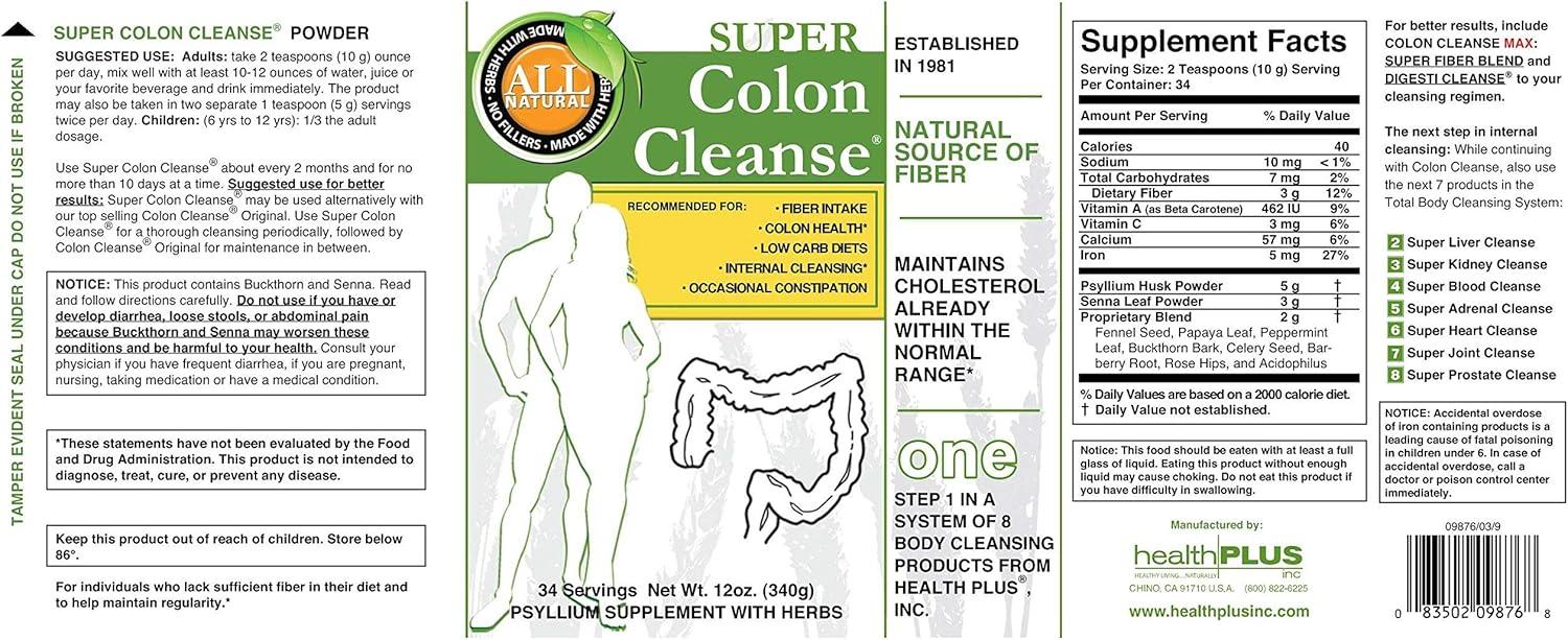 imageHealth Plus Super Colon Cleanse 10Day Cleanse Detox More than 1 Cleanse 12 OuncesUnflavored
