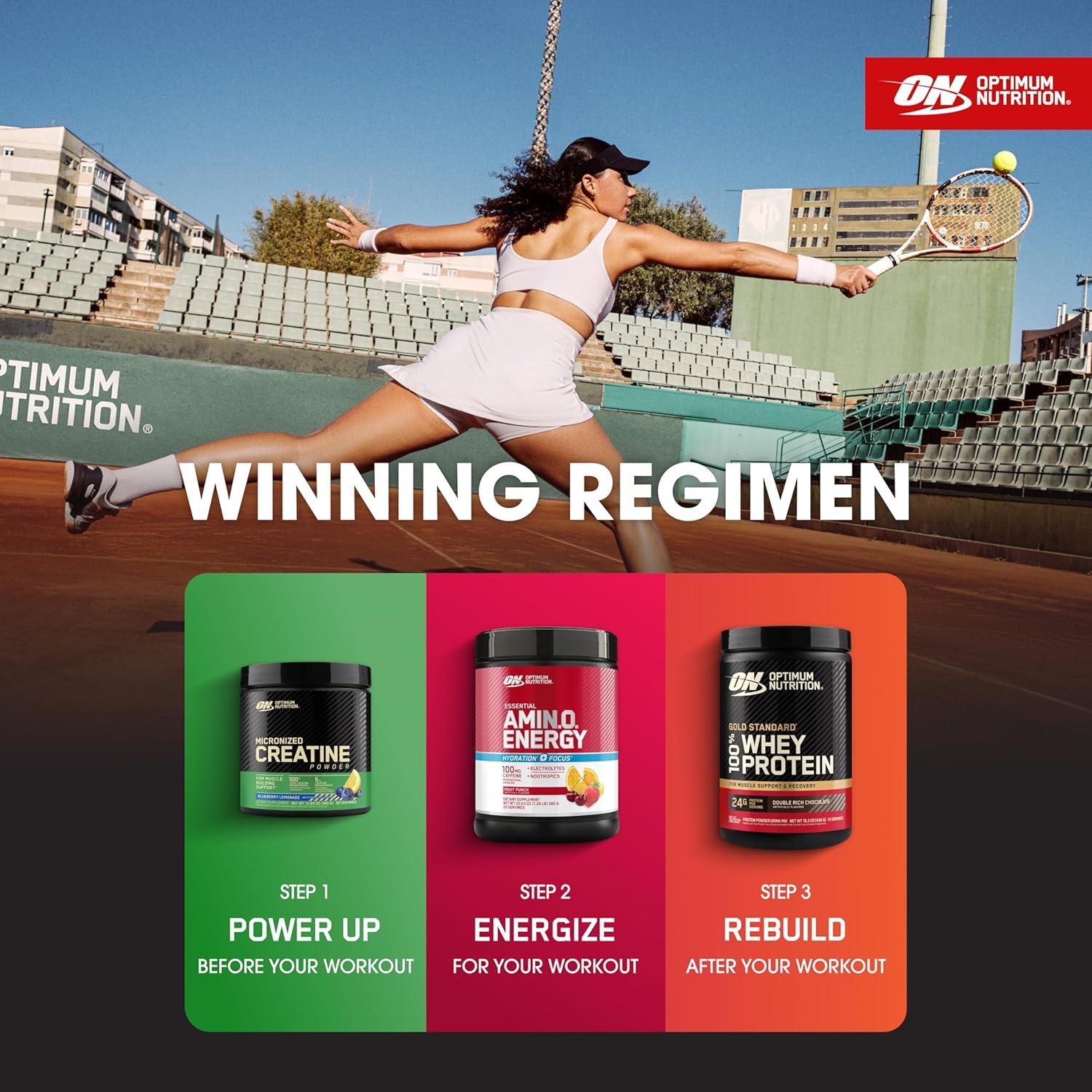 imageOptimum Nutrition Amino Energy Powder Plus Focus with BCAA Electrolytes and Caffeine Pineapple Twist 30 Servings Packaging May VaryFruit Punch