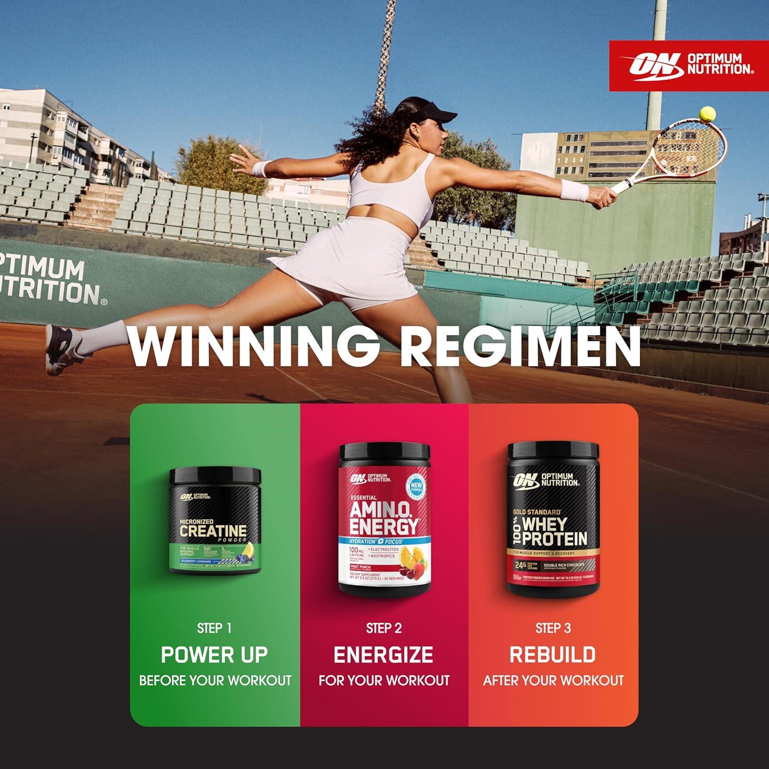imageOptimum Nutrition Amino Energy Powder Plus Focus with BCAA Electrolytes and Caffeine Pineapple Twist 30 Servings Packaging May VaryFruit Punch