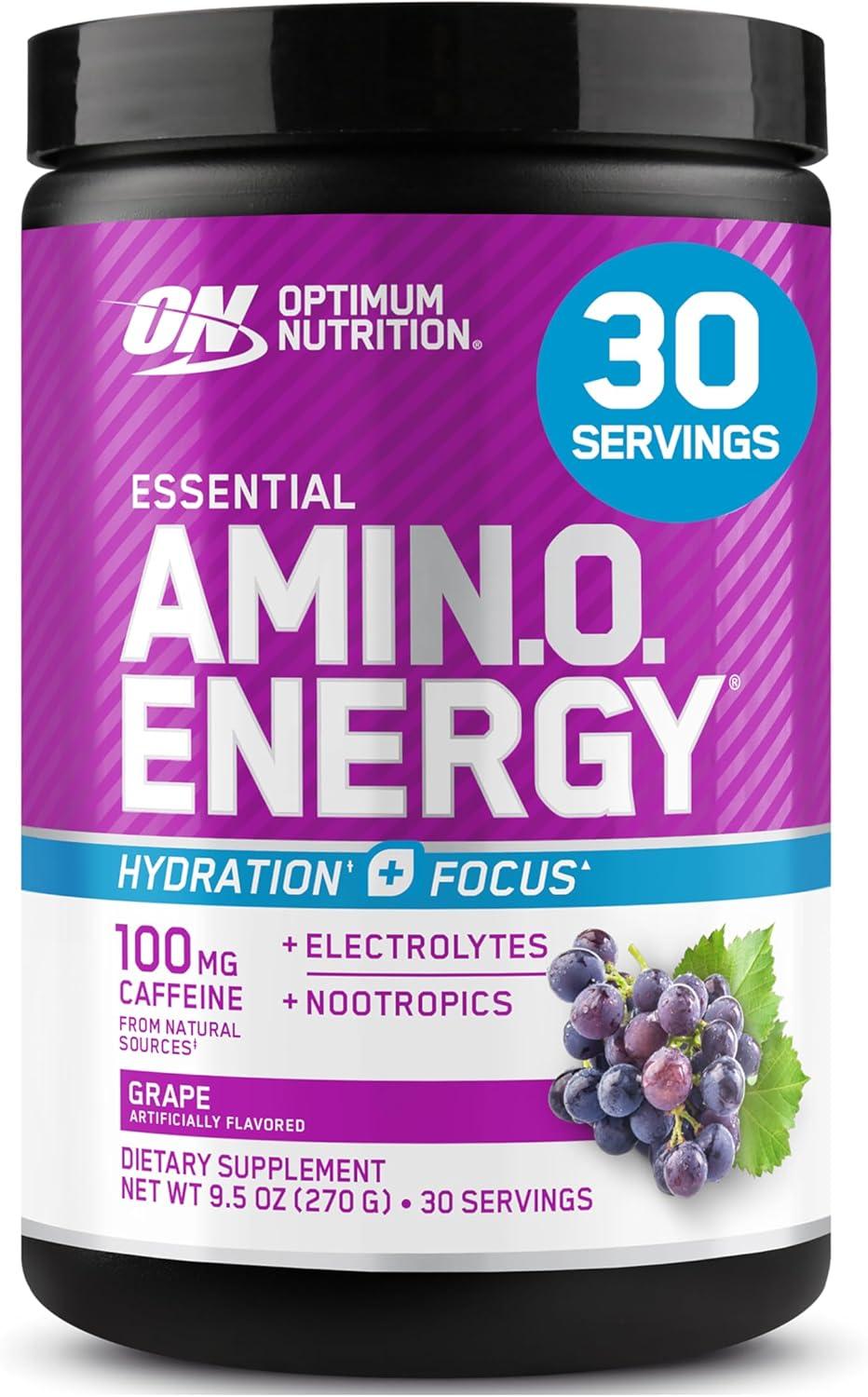 imageOptimum Nutrition Amino Energy Powder Plus Focus with BCAA Electrolytes and Caffeine Pineapple Twist 30 Servings Packaging May VaryGrape