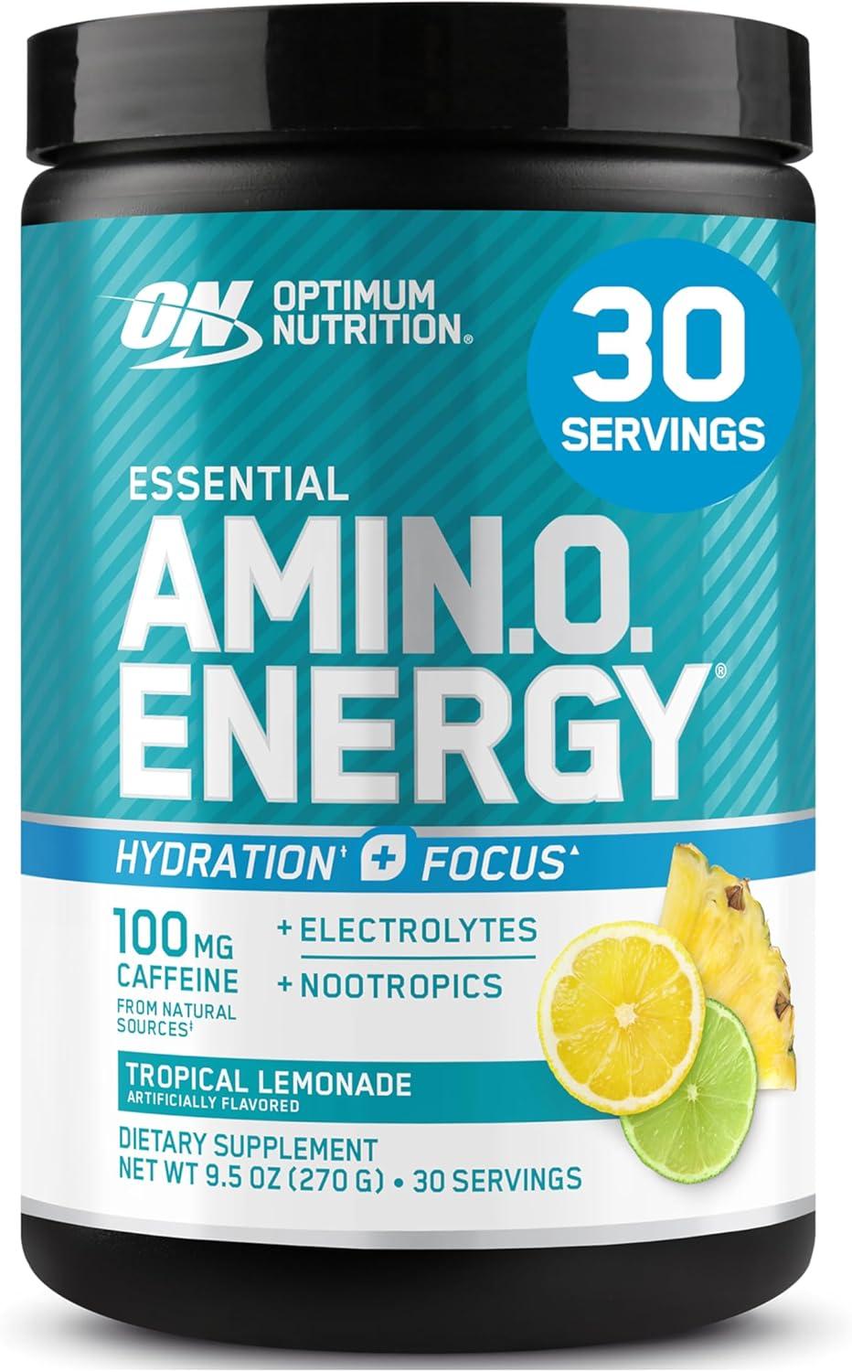 imageOptimum Nutrition Amino Energy Powder Plus Focus with BCAA Electrolytes and Caffeine Pineapple Twist 30 Servings Packaging May VaryLemonade