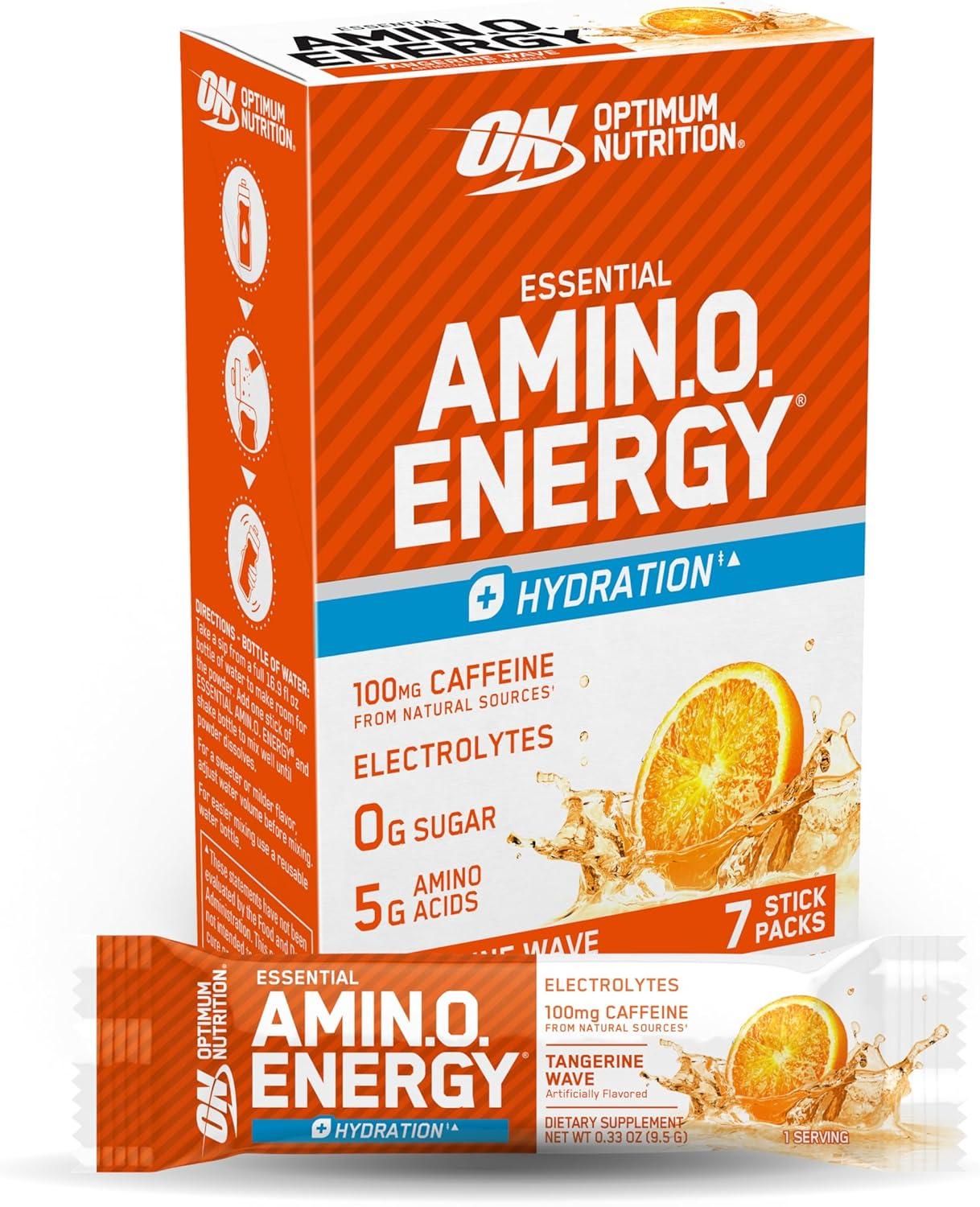 imageOptimum Nutrition Amino Energy Powder Plus Focus with BCAA Electrolytes and Caffeine Pineapple Twist 30 Servings Packaging May VaryTangerine Wave
