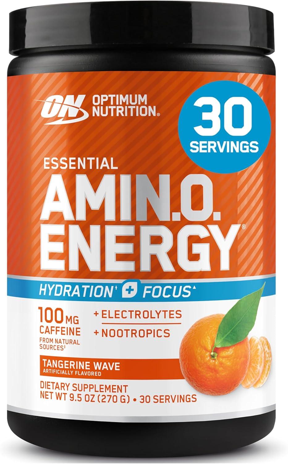 imageOptimum Nutrition Amino Energy Powder Plus Focus with BCAA Electrolytes and Caffeine Pineapple Twist 30 Servings Packaging May VaryTangerine Wave