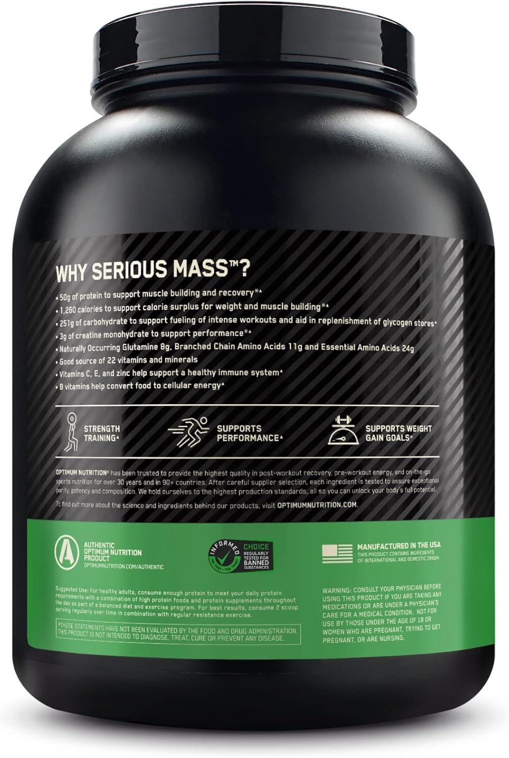 imageOptimum Nutrition Serious Mass Weight Gainer Protein Powder Mass Gainer Vitamin C and Zinc for Immune Support Creatine Chocolate Peanut Butter 6 Pound Packaging May VaryChocolate Peanut Butter