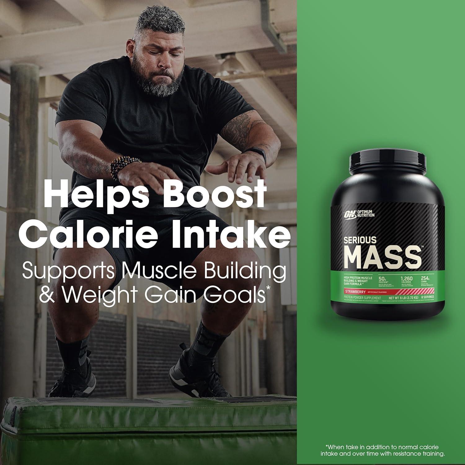 imageOptimum Nutrition Serious Mass Weight Gainer Protein Powder Mass Gainer Vitamin C and Zinc for Immune Support Creatine Chocolate Peanut Butter 6 Pound Packaging May VaryStrawberry