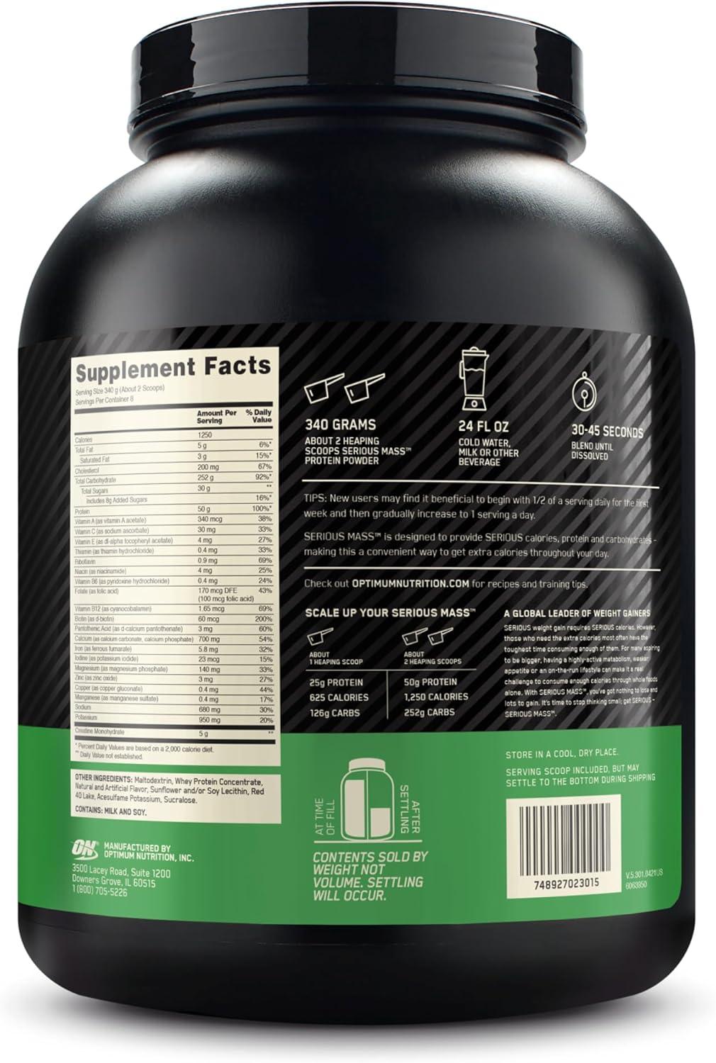 imageOptimum Nutrition Serious Mass Weight Gainer Protein Powder Mass Gainer Vitamin C and Zinc for Immune Support Creatine Chocolate Peanut Butter 6 Pound Packaging May VaryStrawberry