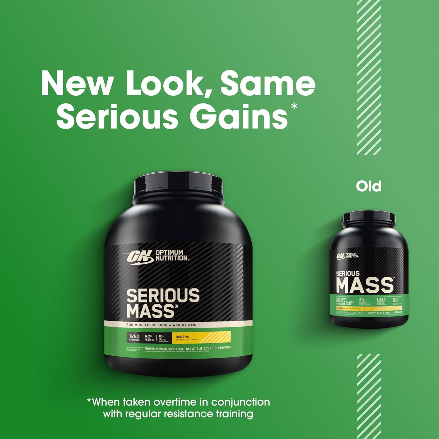 imageOptimum Nutrition Serious Mass Weight Gainer Protein Powder Mass Gainer Vitamin C and Zinc for Immune Support Creatine Chocolate Peanut Butter 6 Pound Packaging May VaryBanana