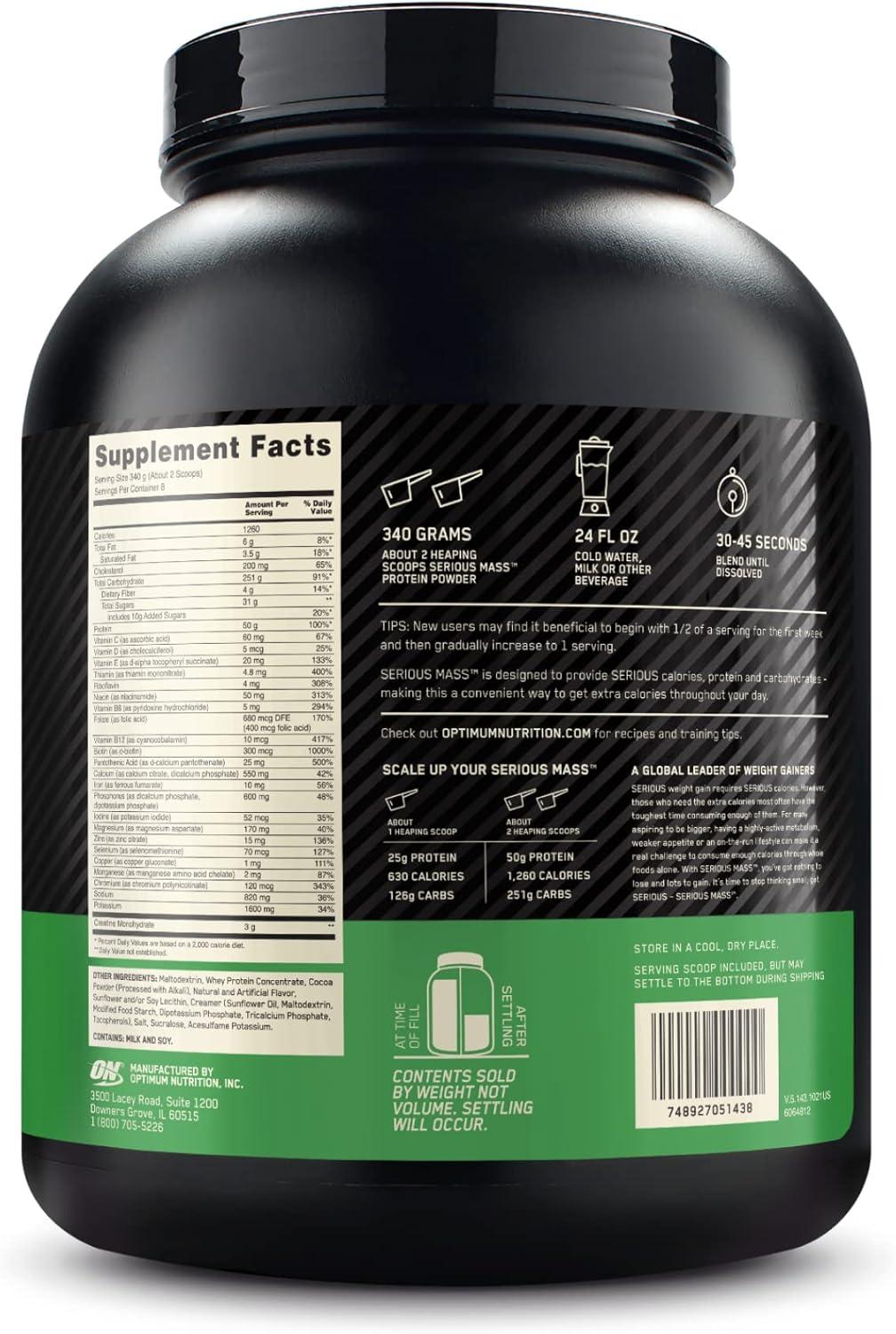 imageOptimum Nutrition Serious Mass Weight Gainer Protein Powder Mass Gainer Vitamin C and Zinc for Immune Support Creatine Chocolate Peanut Butter 6 Pound Packaging May VaryChocolate Peanut Butter