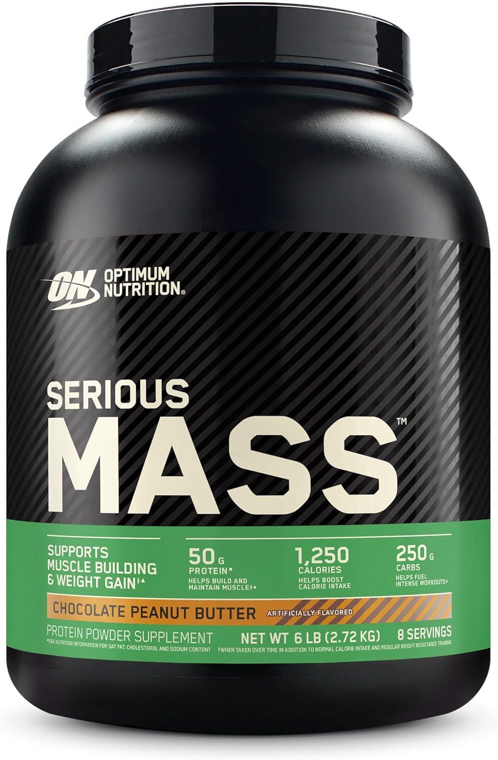 imageOptimum Nutrition Serious Mass Weight Gainer Protein Powder Mass Gainer Vitamin C and Zinc for Immune Support Creatine Chocolate Peanut Butter 6 Pound Packaging May VaryChocolate Peanut Butter