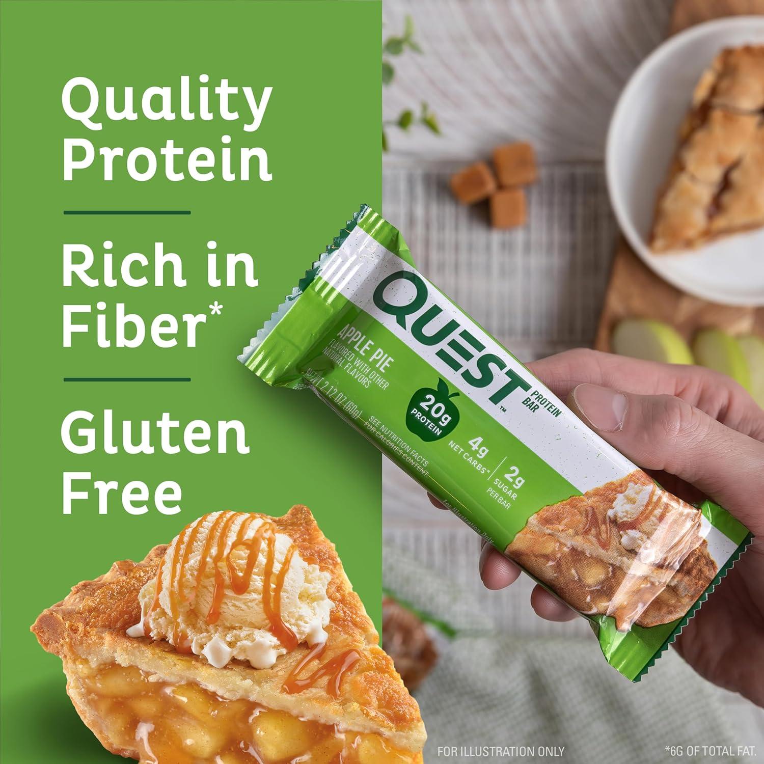 imageQuest Nutrition SMores Protein Bars 21g Protein 1g Sugar 4g Net Carb Gluten Free Keto Friendly 12 CountApple Pie