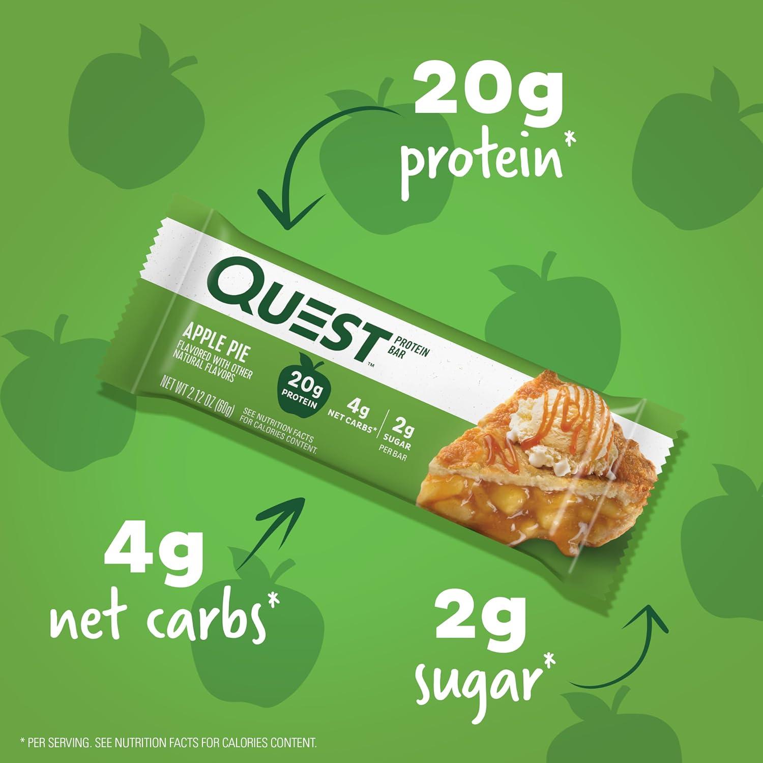 imageQuest Nutrition SMores Protein Bars 21g Protein 1g Sugar 4g Net Carb Gluten Free Keto Friendly 12 CountApple Pie