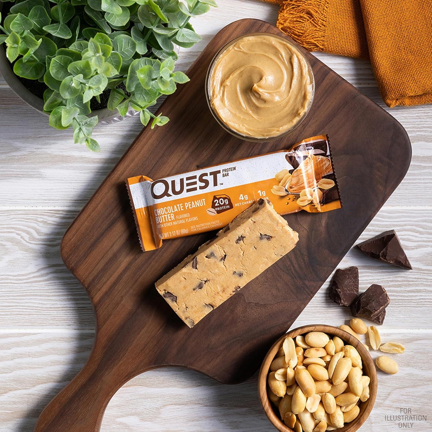 imageQuest Nutrition SMores Protein Bars 21g Protein 1g Sugar 4g Net Carb Gluten Free Keto Friendly 12 CountChocolate Peanut Butter
