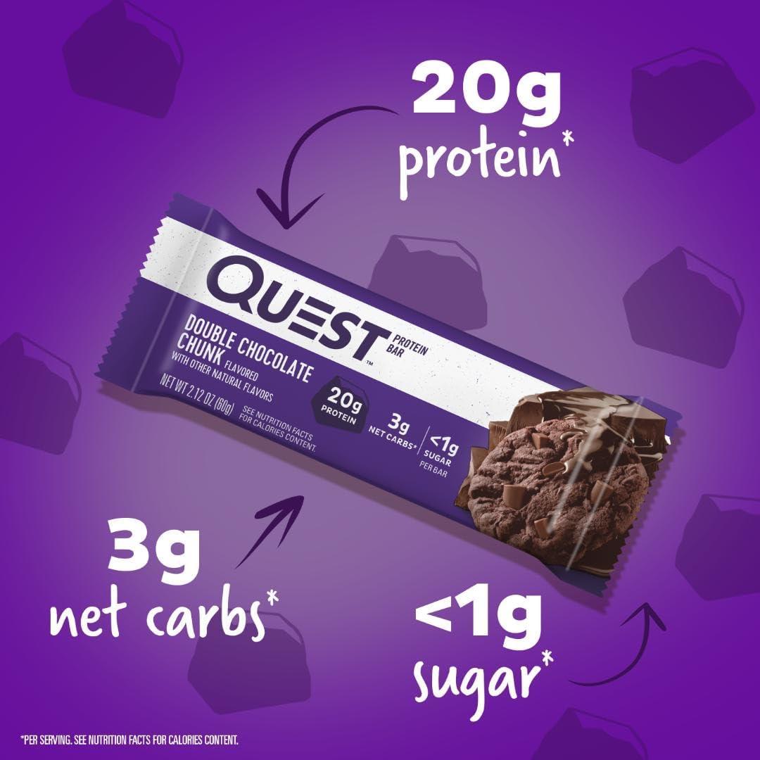 imageQuest Nutrition SMores Protein Bars 21g Protein 1g Sugar 4g Net Carb Gluten Free Keto Friendly 12 CountDouble Chocolate Chunk