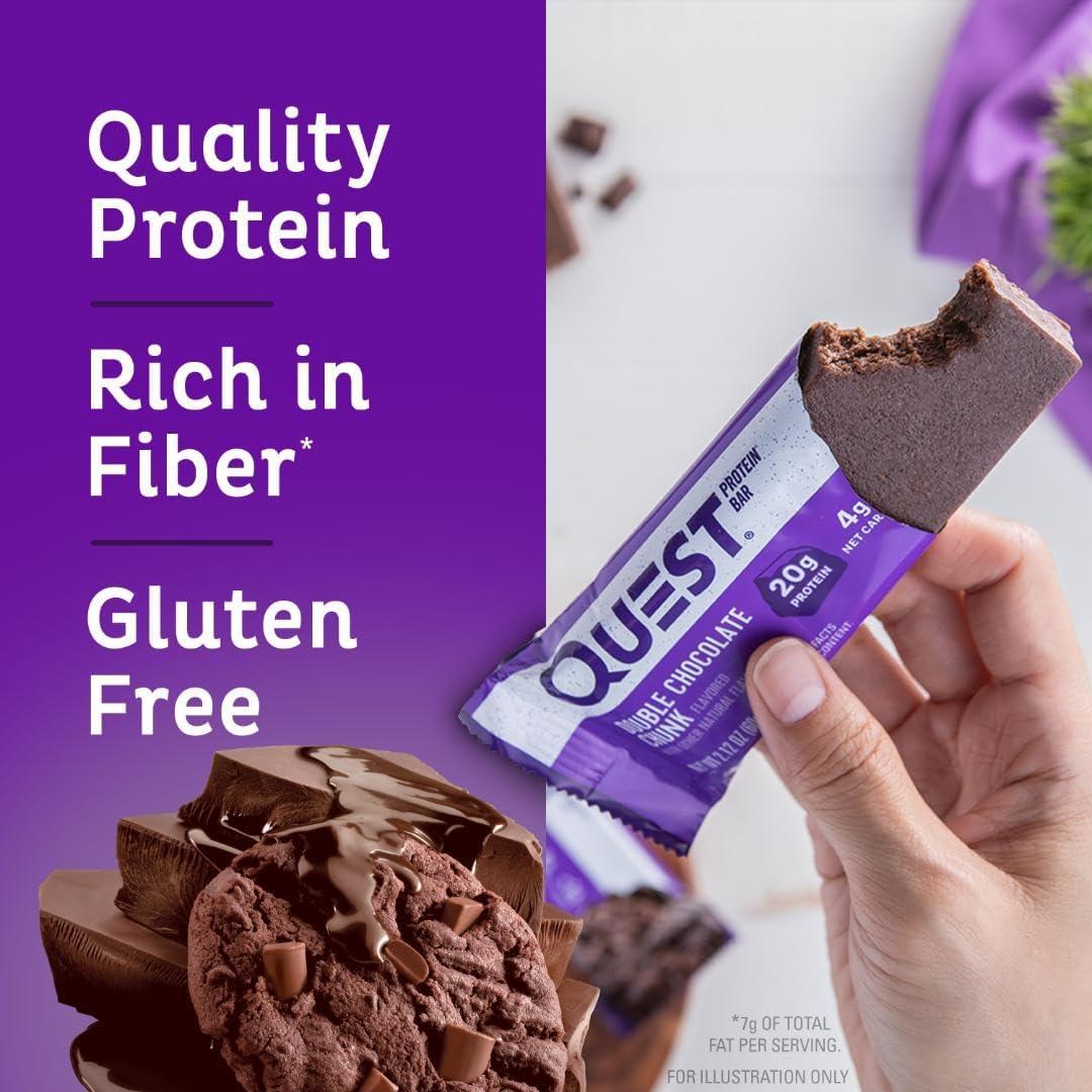 imageQuest Nutrition SMores Protein Bars 21g Protein 1g Sugar 4g Net Carb Gluten Free Keto Friendly 12 CountDouble Chocolate Chunk