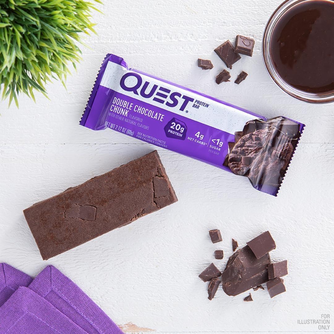 imageQuest Nutrition SMores Protein Bars 21g Protein 1g Sugar 4g Net Carb Gluten Free Keto Friendly 12 CountDouble Chocolate Chunk