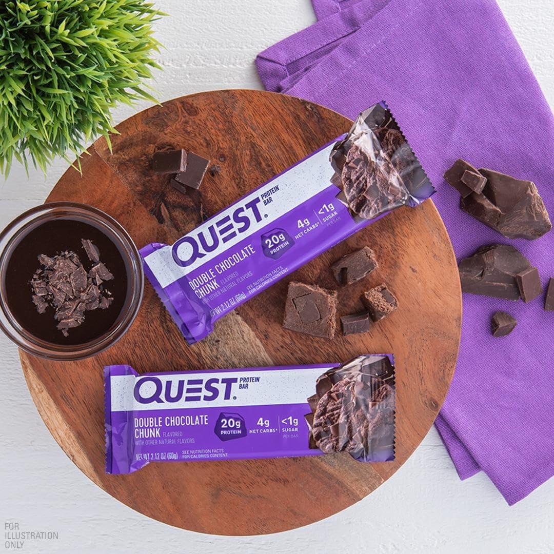 imageQuest Nutrition SMores Protein Bars 21g Protein 1g Sugar 4g Net Carb Gluten Free Keto Friendly 12 CountDouble Chocolate Chunk