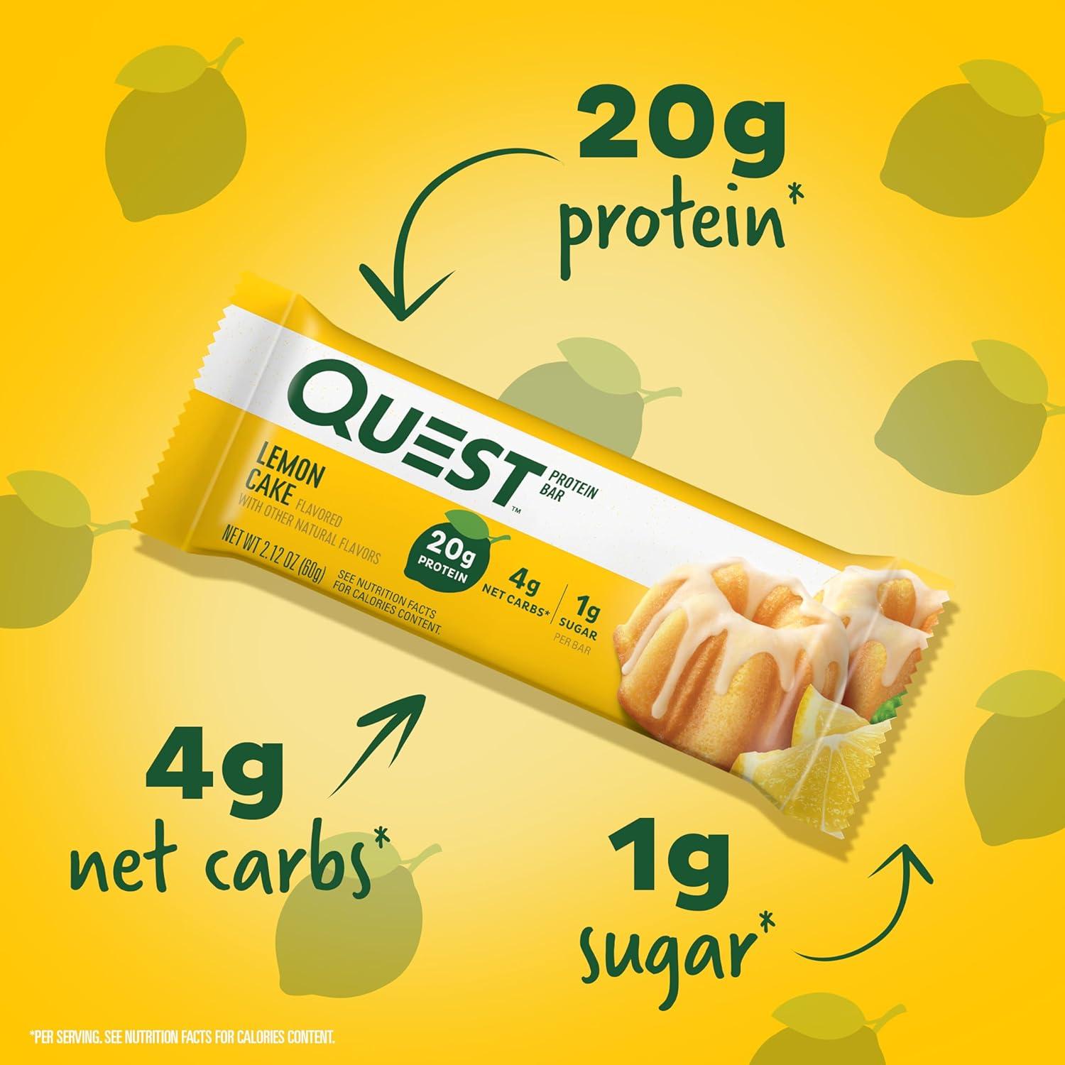 imageQuest Nutrition SMores Protein Bars 21g Protein 1g Sugar 4g Net Carb Gluten Free Keto Friendly 12 CountLemon Cake