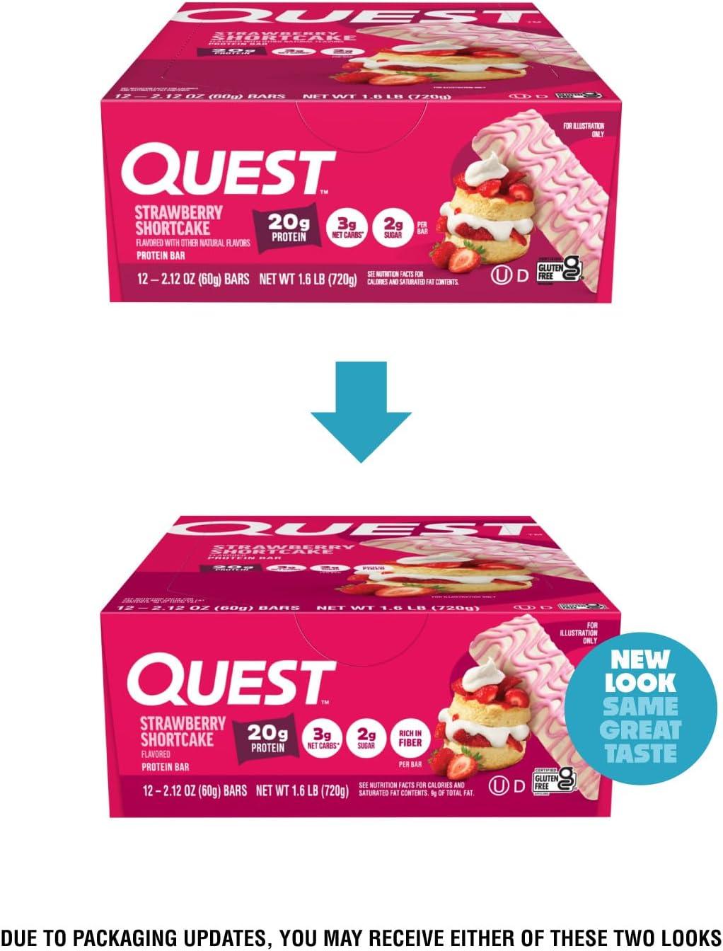imageQuest Nutrition SMores Protein Bars 21g Protein 1g Sugar 4g Net Carb Gluten Free Keto Friendly 12 CountStrawberry Shortcake