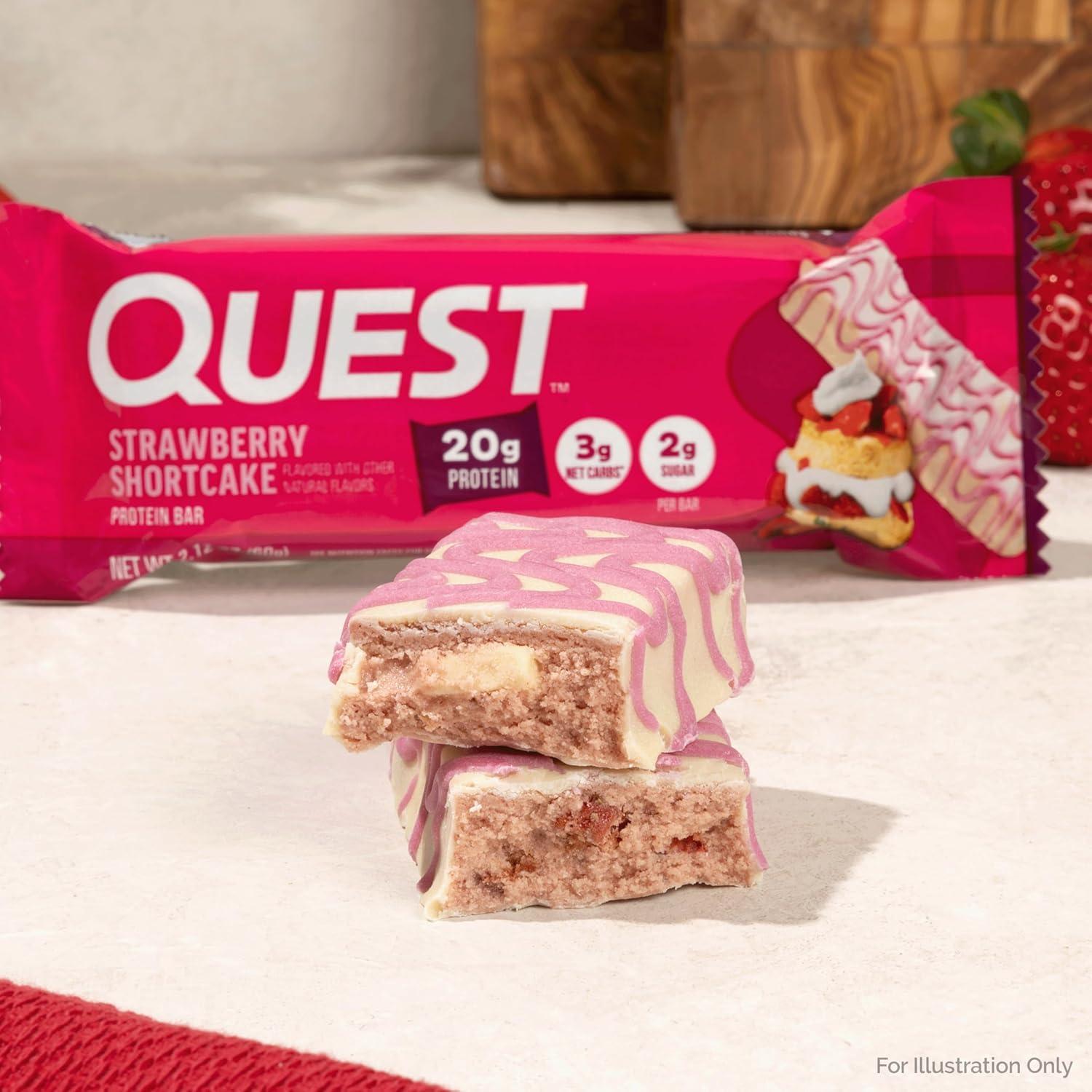 imageQuest Nutrition SMores Protein Bars 21g Protein 1g Sugar 4g Net Carb Gluten Free Keto Friendly 12 CountStrawberry Shortcake