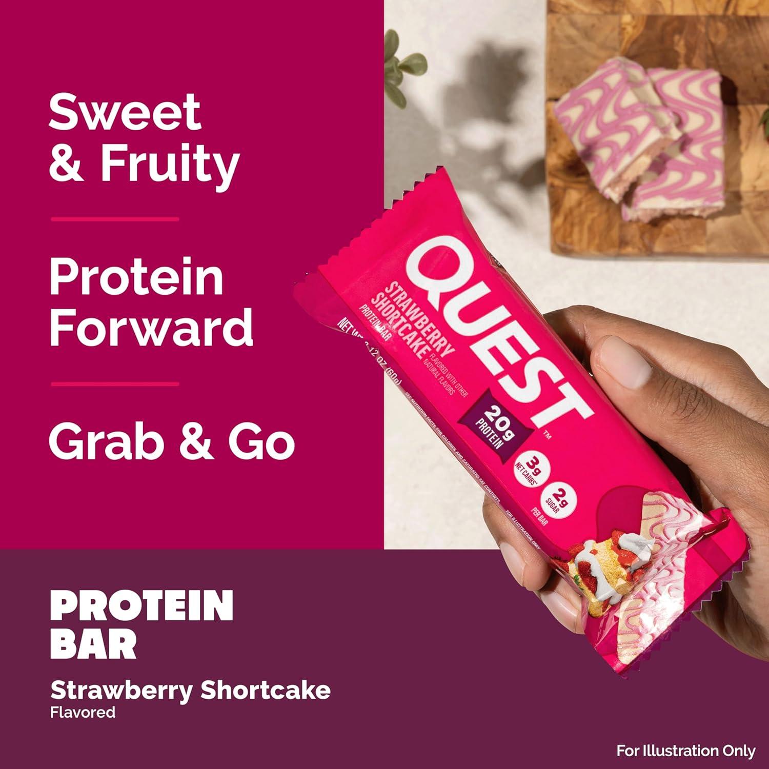 imageQuest Nutrition SMores Protein Bars 21g Protein 1g Sugar 4g Net Carb Gluten Free Keto Friendly 12 CountStrawberry Shortcake