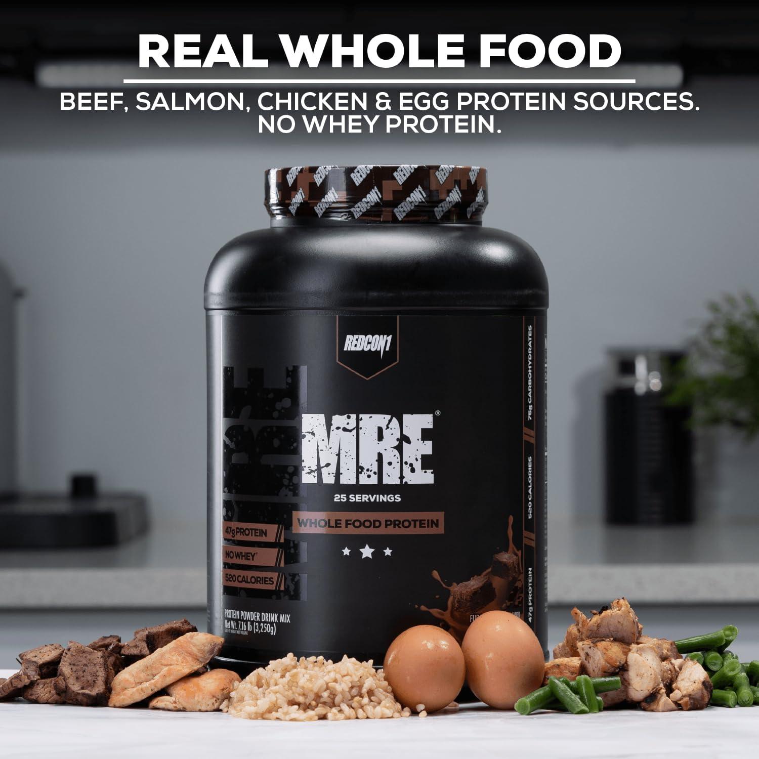 imageREDCON1 MRE Whole Food Protein Powder Fudge Brownie Meal Replacement Made with Animal and Plant Based Protein Sources Nutrient and Calorie Dense 0g Added Sugar 24 ServingsBanana Nut Bread