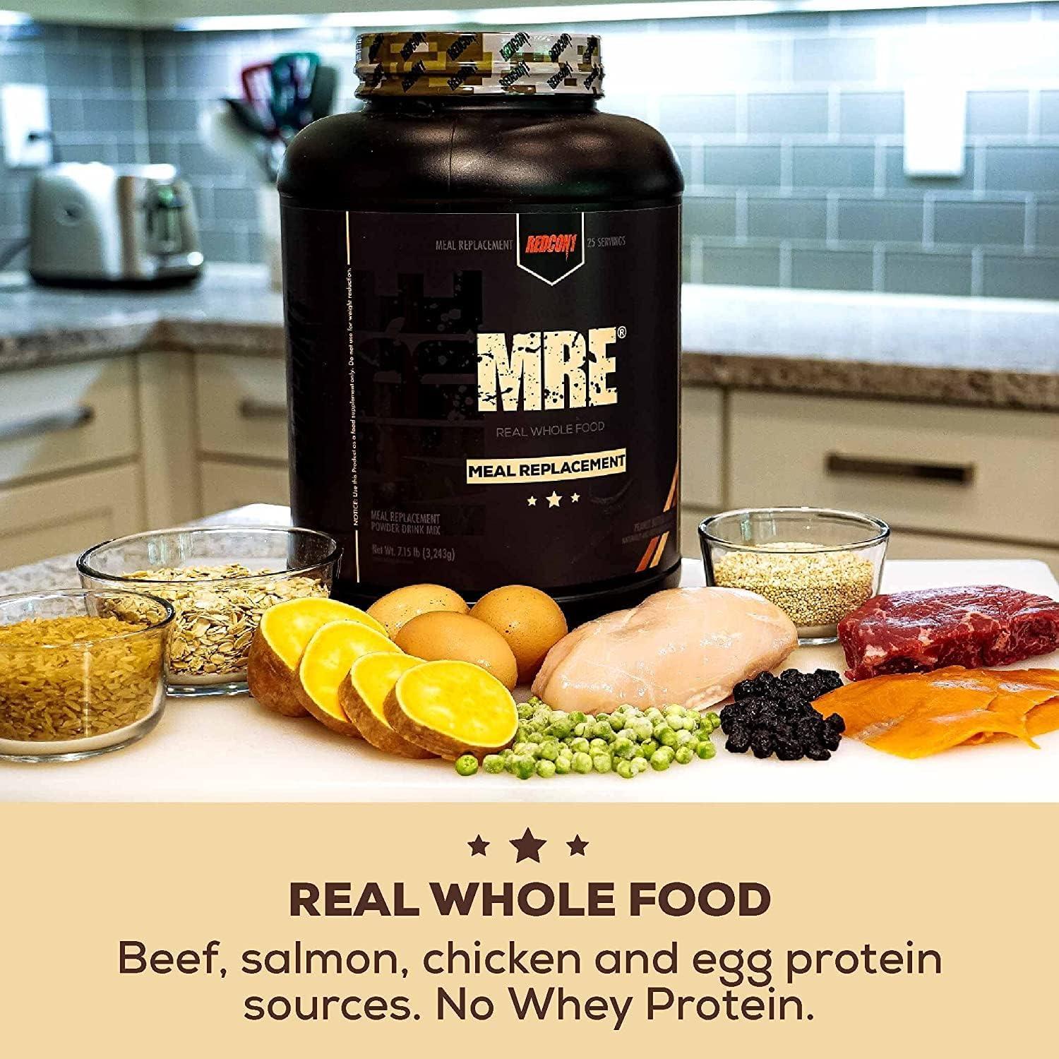imageREDCON1 MRE Whole Food Protein Powder Fudge Brownie Meal Replacement Made with Animal and Plant Based Protein Sources Nutrient and Calorie Dense 0g Added Sugar 24 ServingsOatmeal Chocolate Chip