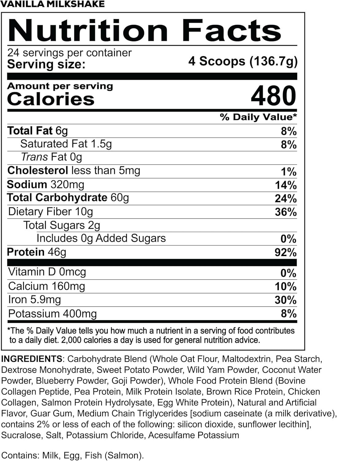 imageREDCON1 MRE Whole Food Protein Powder Fudge Brownie Meal Replacement Made with Animal and Plant Based Protein Sources Nutrient and Calorie Dense 0g Added Sugar 24 ServingsVanilla Milkshake