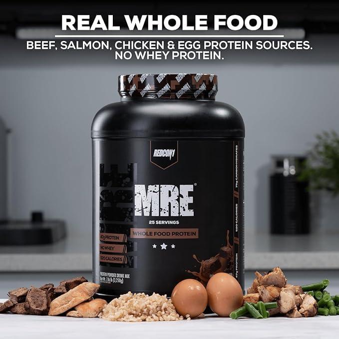 imageREDCON1 MRE Whole Food Protein Powder Fudge Brownie Meal Replacement Made with Animal and Plant Based Protein Sources Nutrient and Calorie Dense 0g Added Sugar 24 ServingsBlueberry Cobbler 1