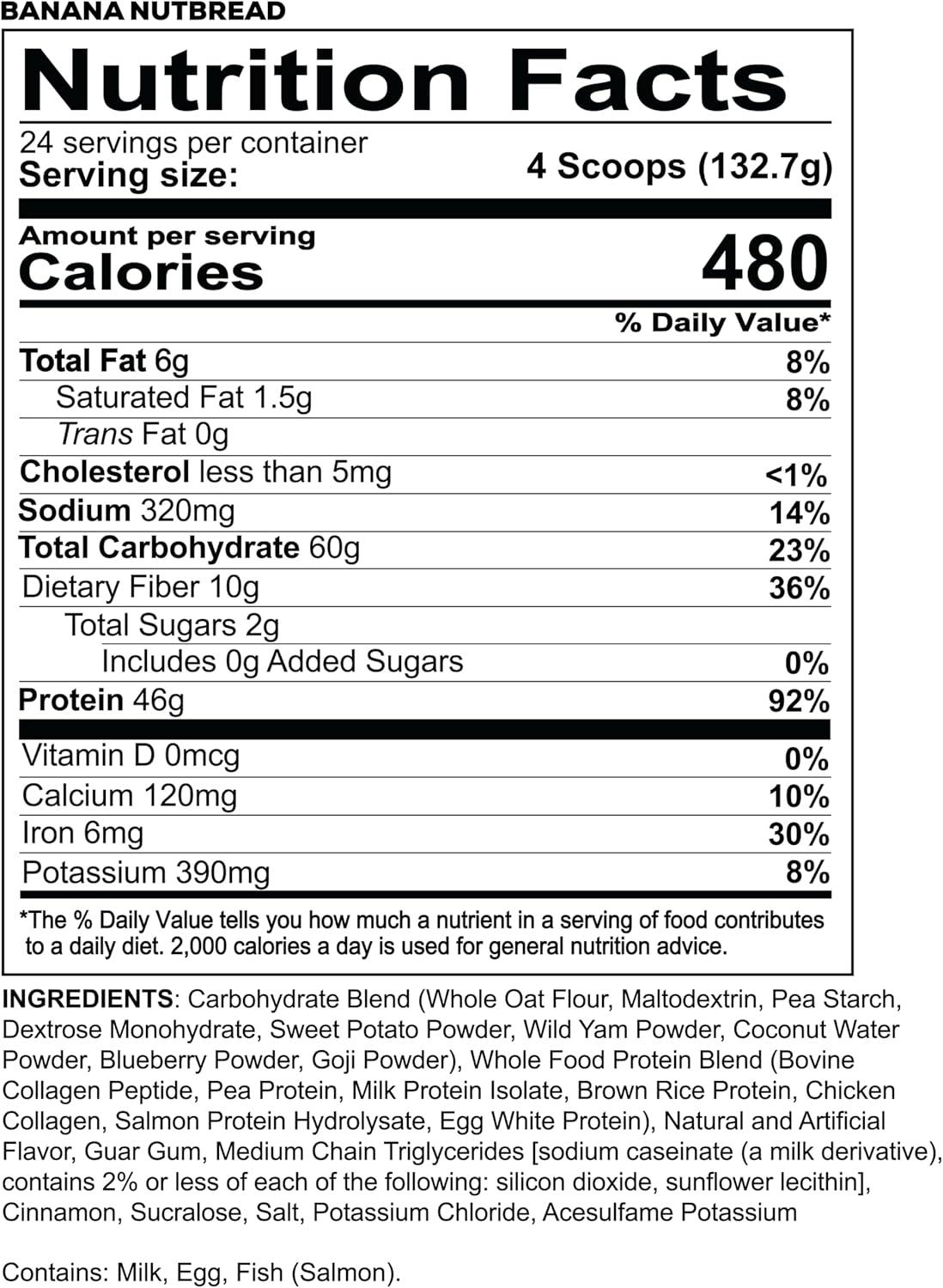imageREDCON1 MRE Whole Food Protein Powder Fudge Brownie Meal Replacement Made with Animal and Plant Based Protein Sources Nutrient and Calorie Dense 0g Added Sugar 24 ServingsBanana Nut Bread