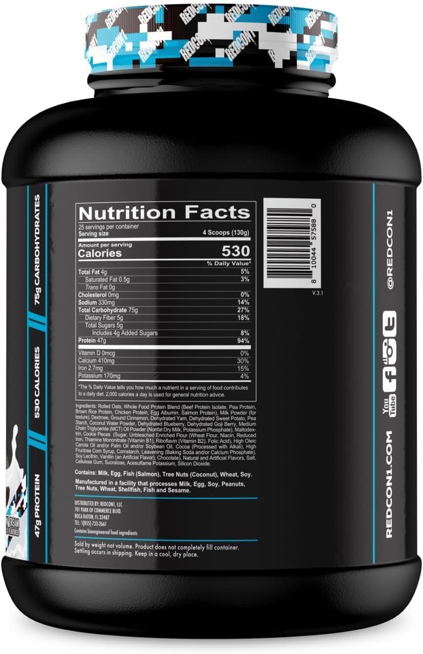 imageREDCON1 MRE Whole Food Protein Powder Fudge Brownie Meal Replacement Made with Animal and Plant Based Protein Sources Nutrient and Calorie Dense 0g Added Sugar 24 ServingsCookies N Cream