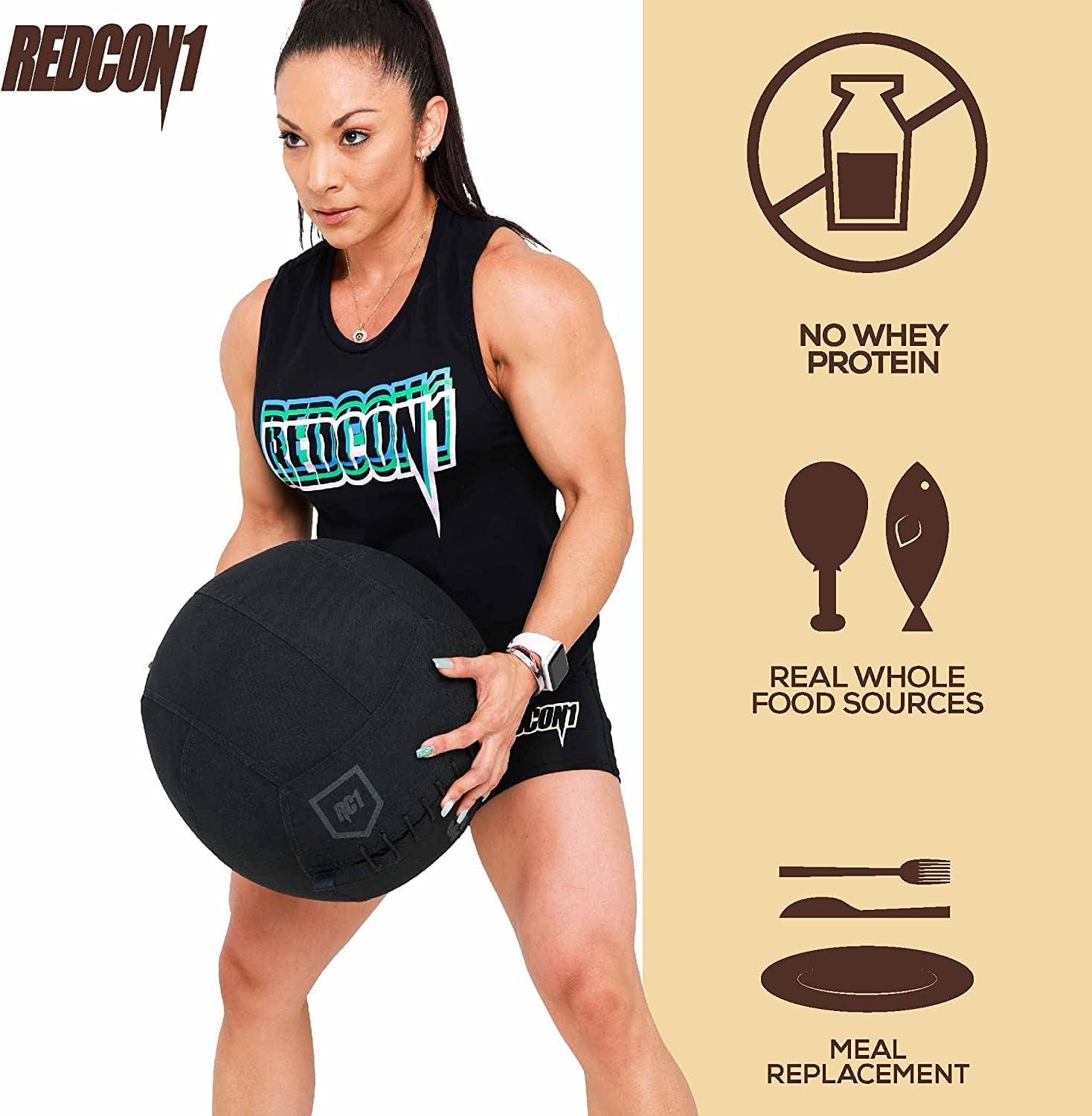 imageREDCON1 MRE Whole Food Protein Powder Fudge Brownie Meal Replacement Made with Animal and Plant Based Protein Sources Nutrient and Calorie Dense 0g Added Sugar 24 ServingsOatmeal Chocolate Chip