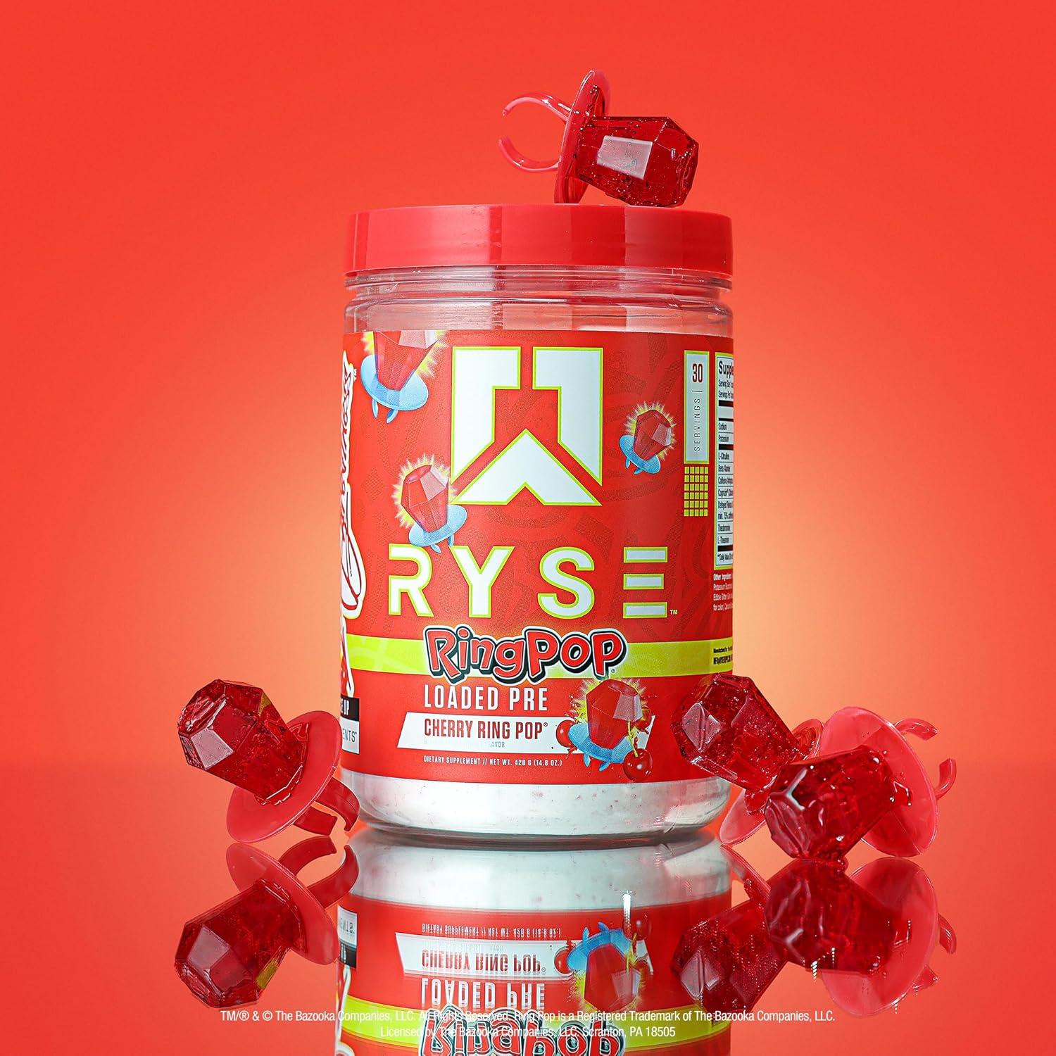 imageRyse Loaded Pre Workout Powder Freedom Rocks Daily PreWorkout for Men amp Women with 325mg Caffeine Beta Alanine and Citrulline for Pump Focus and Energy 30 ServingsRing Pop Cherry