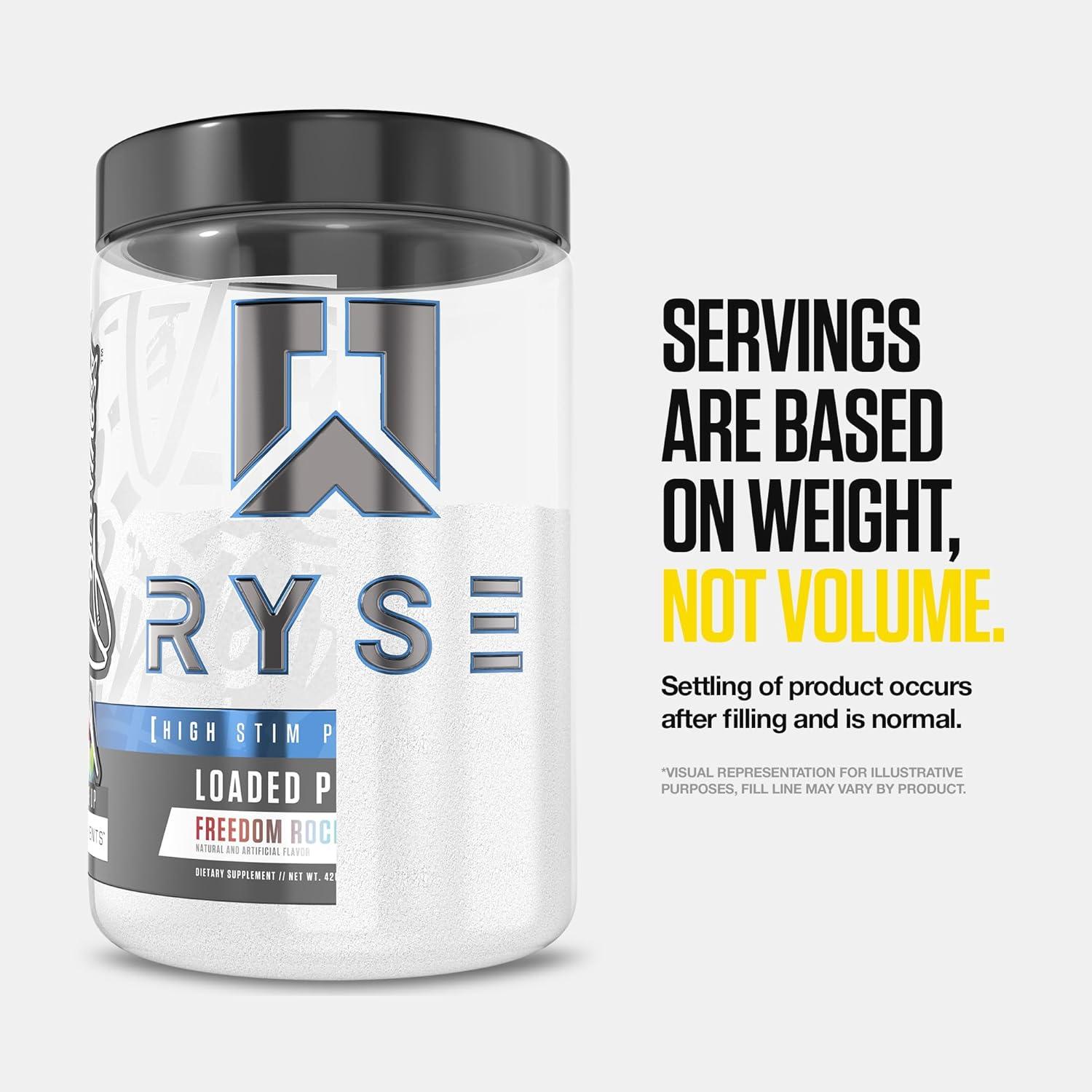 imageRyse Loaded Pre Workout Powder Freedom Rocks Daily PreWorkout for Men amp Women with 325mg Caffeine Beta Alanine and Citrulline for Pump Focus and Energy 30 ServingsCountry Time Lemonade