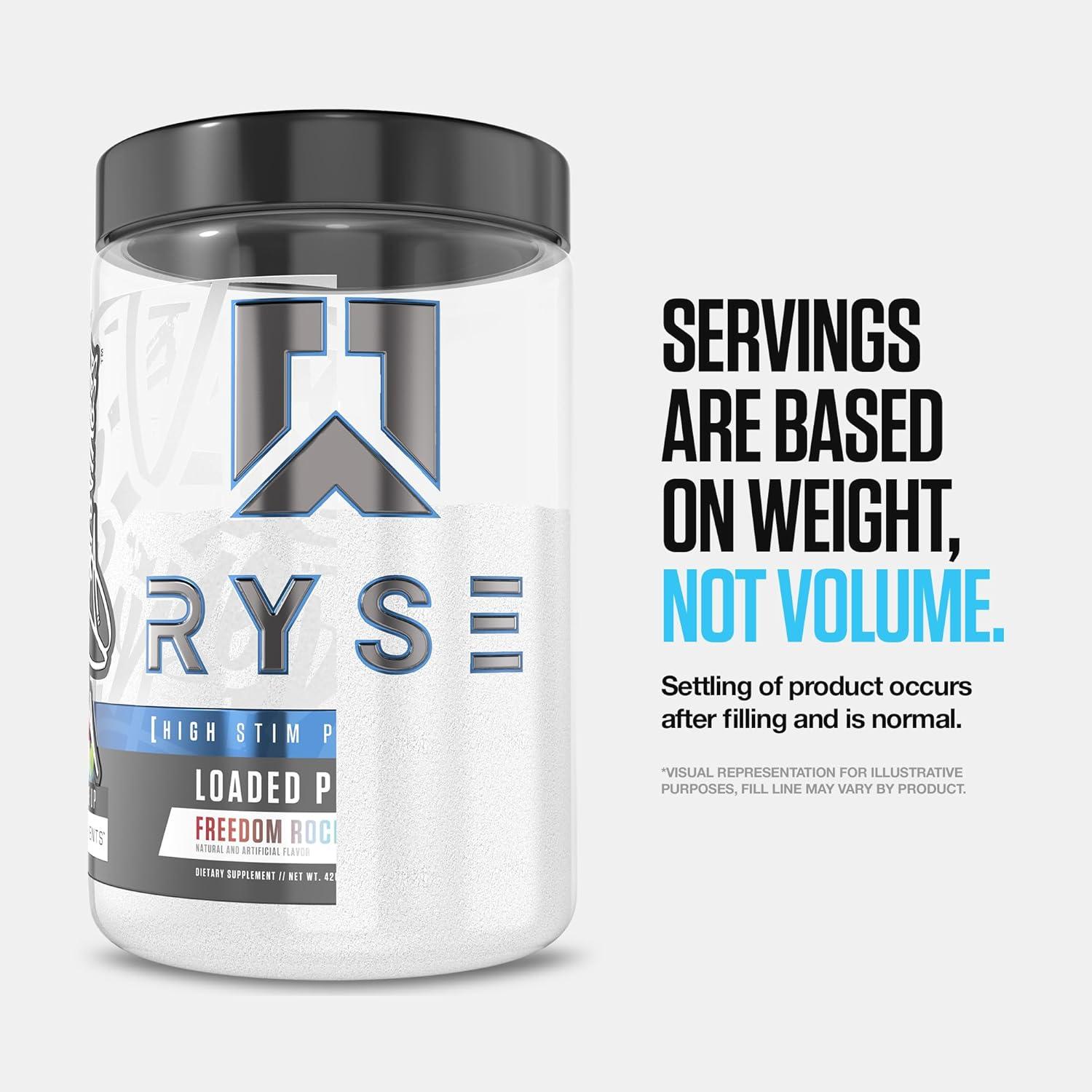 imageRyse Loaded Pre Workout Powder Freedom Rocks Daily PreWorkout for Men amp Women with 325mg Caffeine Beta Alanine and Citrulline for Pump Focus and Energy 30 ServingsFreedom Rocks