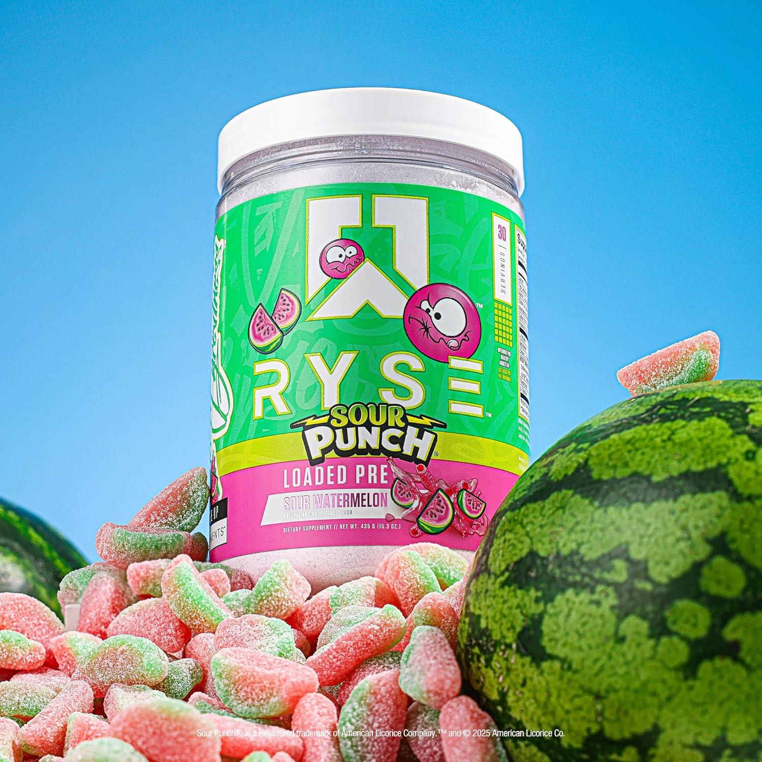 imageRyse Loaded Pre Workout Powder Freedom Rocks Daily PreWorkout for Men amp Women with 325mg Caffeine Beta Alanine and Citrulline for Pump Focus and Energy 30 ServingsSour Punch Watermelon