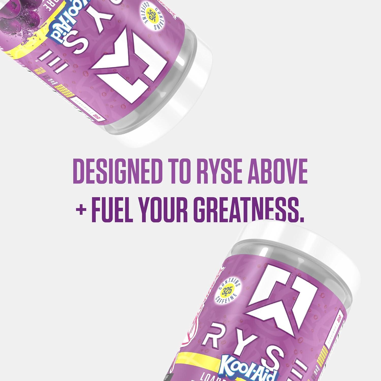 imageRyse Loaded Pre Workout Powder Freedom Rocks Daily PreWorkout for Men amp Women with 325mg Caffeine Beta Alanine and Citrulline for Pump Focus and Energy 30 ServingsKoolAid Grape