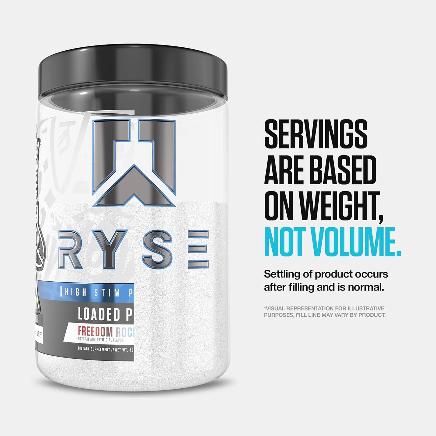 imageRyse Loaded Pre Workout Powder Freedom Rocks Daily PreWorkout for Men amp Women with 325mg Caffeine Beta Alanine and Citrulline for Pump Focus and Energy 30 ServingsCountry Time Blueberry Lemonade