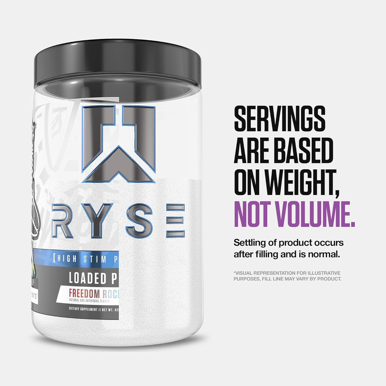 imageRyse Loaded Pre Workout Powder Freedom Rocks Daily PreWorkout for Men amp Women with 325mg Caffeine Beta Alanine and Citrulline for Pump Focus and Energy 30 ServingsKoolAid Grape