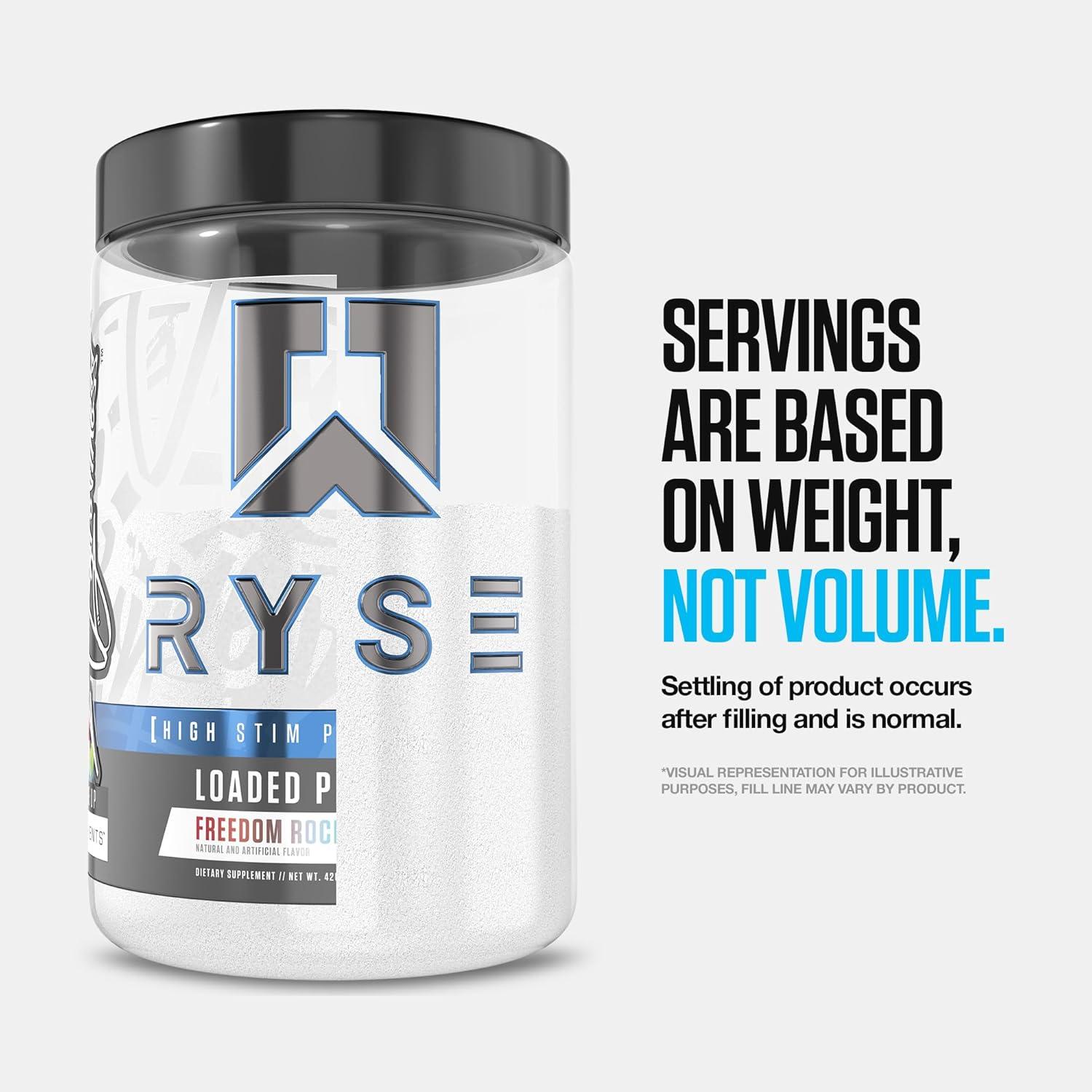 imageRyse Loaded Pre Workout Powder Freedom Rocks Daily PreWorkout for Men amp Women with 325mg Caffeine Beta Alanine and Citrulline for Pump Focus and Energy 30 ServingsJellO Lemon Lime