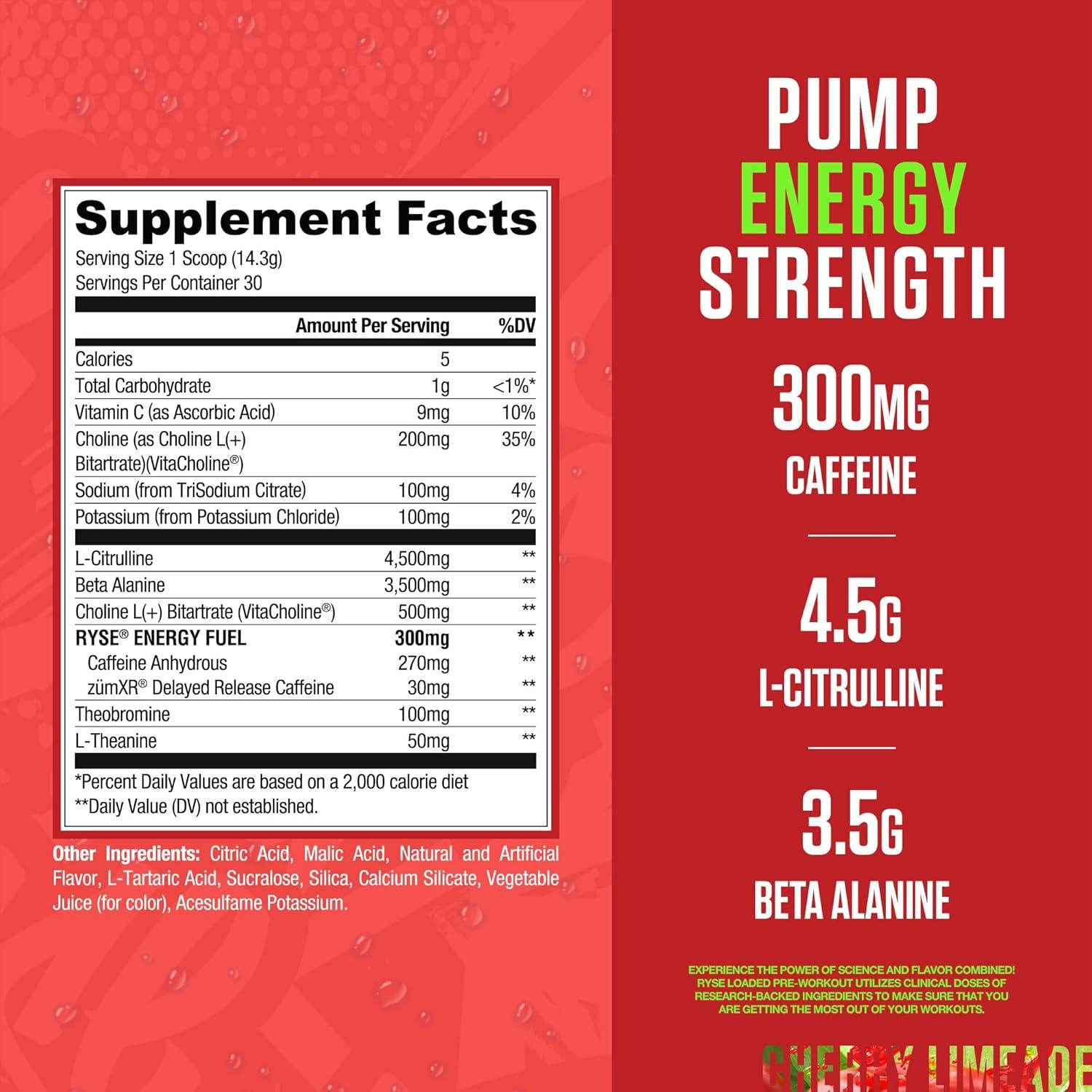 imageRyse Loaded Pre Workout Powder Freedom Rocks Daily PreWorkout for Men amp Women with 325mg Caffeine Beta Alanine and Citrulline for Pump Focus and Energy 30 ServingsKoolAid Cherry Limeade
