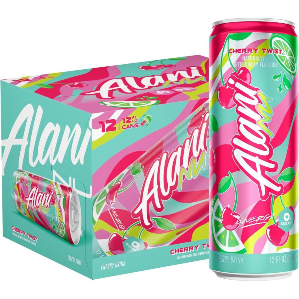 imageAlani Nu JUICY PEACH Sugar Free Low Calorie Energy Drinks 200mg Caffeine Biotin B Vitamins Zero Sugar 10 Calories 12 Fl Oz Cans 12 PackCherry Twist
